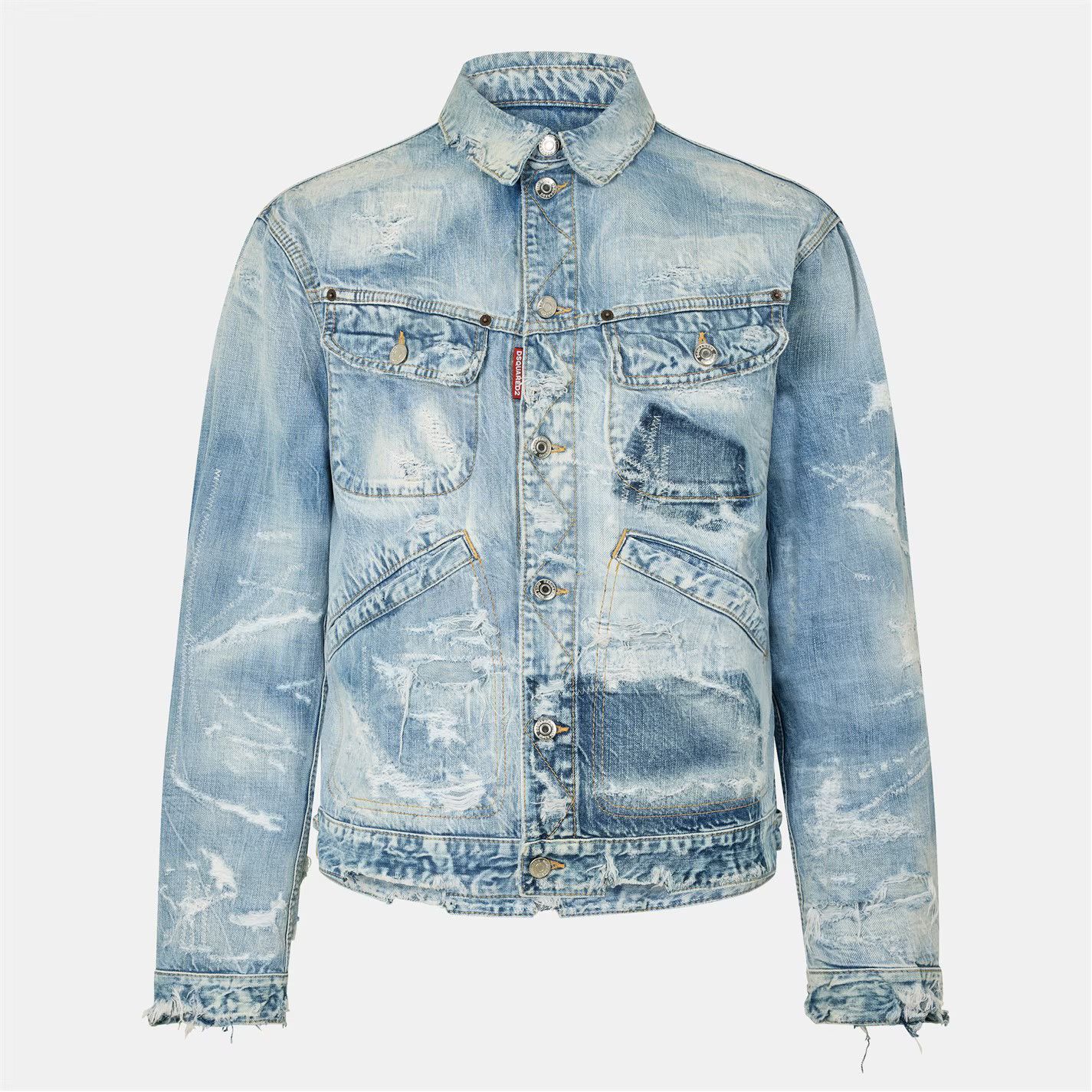 Dsquared2 o1g2r1mq0426 Distressed Vintage-Inspired Denim Jacket Blue Size US L / EU 52-54 / 3 - 1 Thumbnail