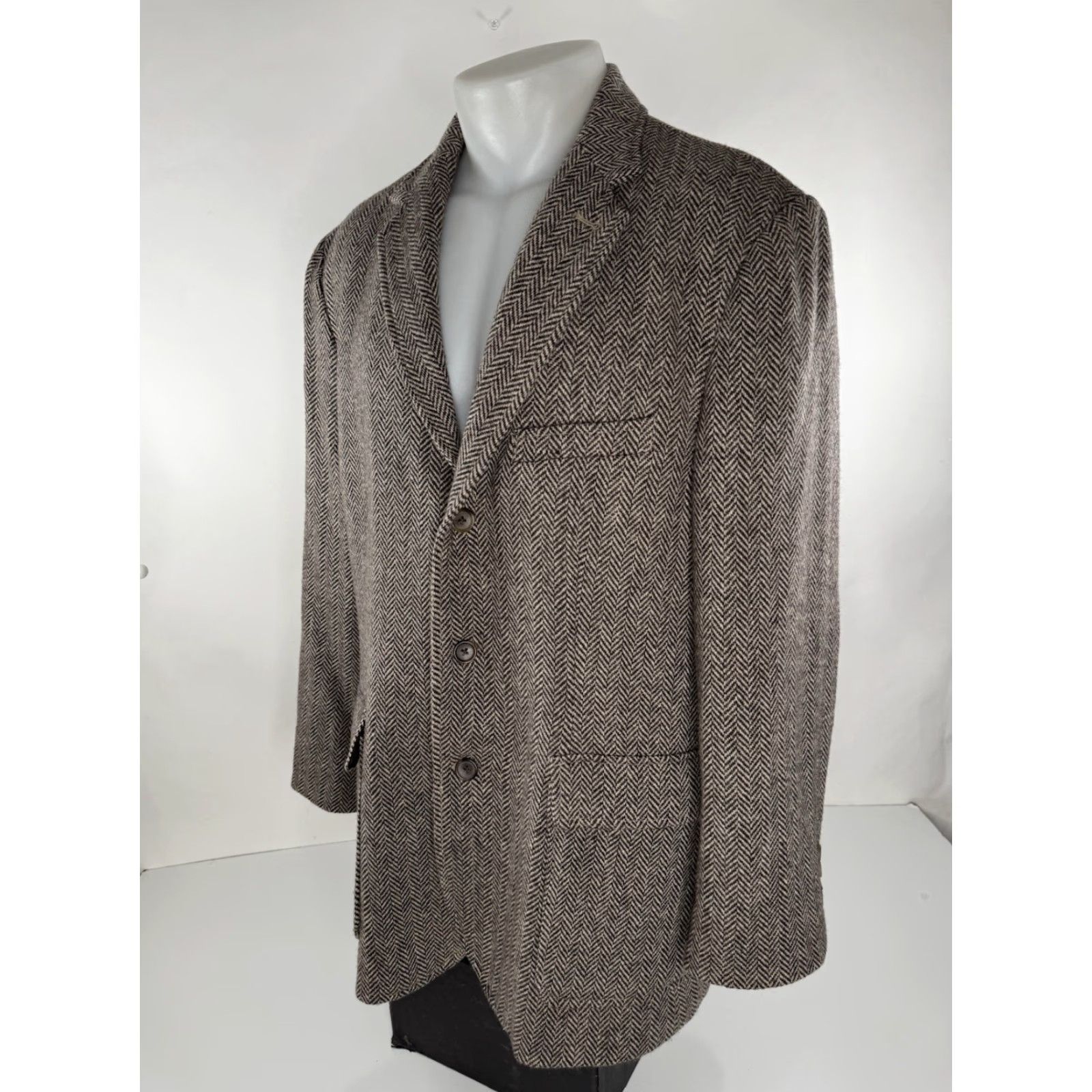 J.Crew J.CREW Blazer Wool Herringbone Tweed 3 Button 46 R Gray/Brown Men Regular Size 46 R Blazer Size 46R - 3 Thumbnail