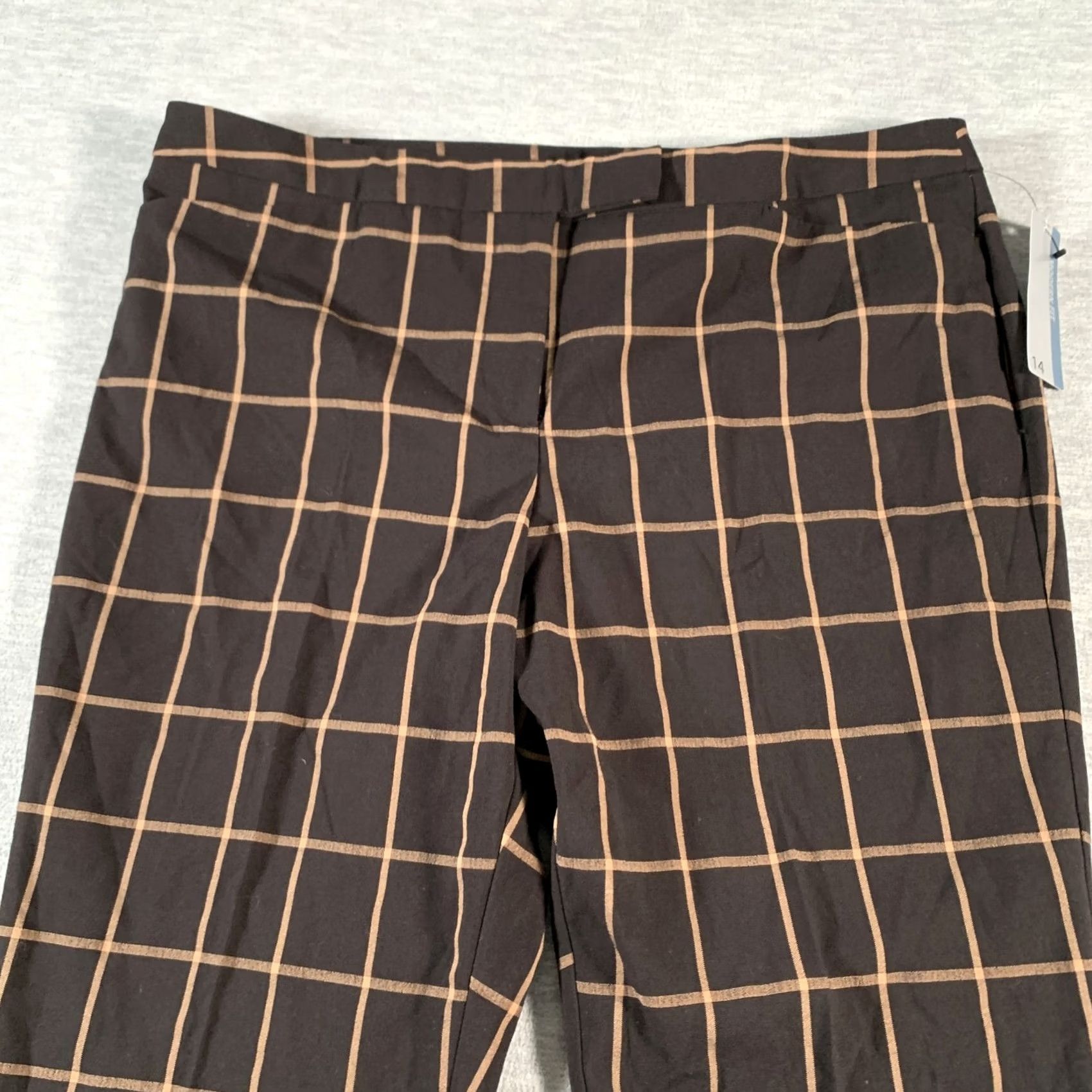 Worthington Worthington Womens Pants 14 Black Tan Windowpane Plaid Modern Fit Stretch Career Size 36" / US 14 / IT 50 - 4 Thumbnail