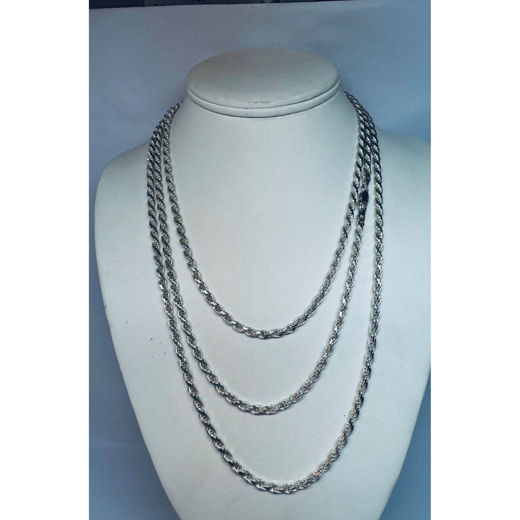 Vintage Vintage Italian Sterling Silver 925 Long Rope Chain Necklace ...