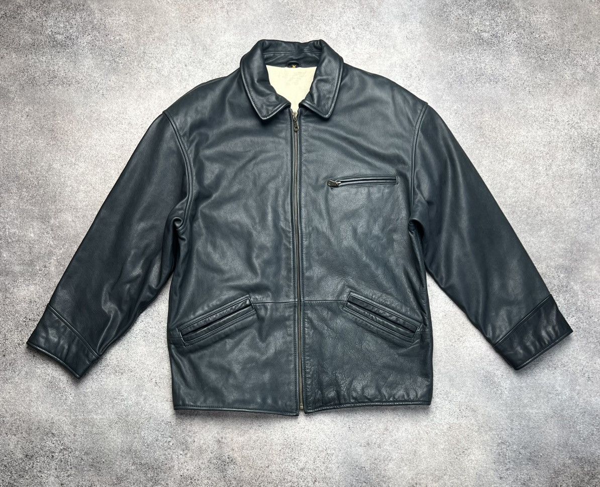 Vintage Vintage 80s genuine leather dark navy buco jacket Size US M / EU 48-50 / 2 - 1 Thumbnail
