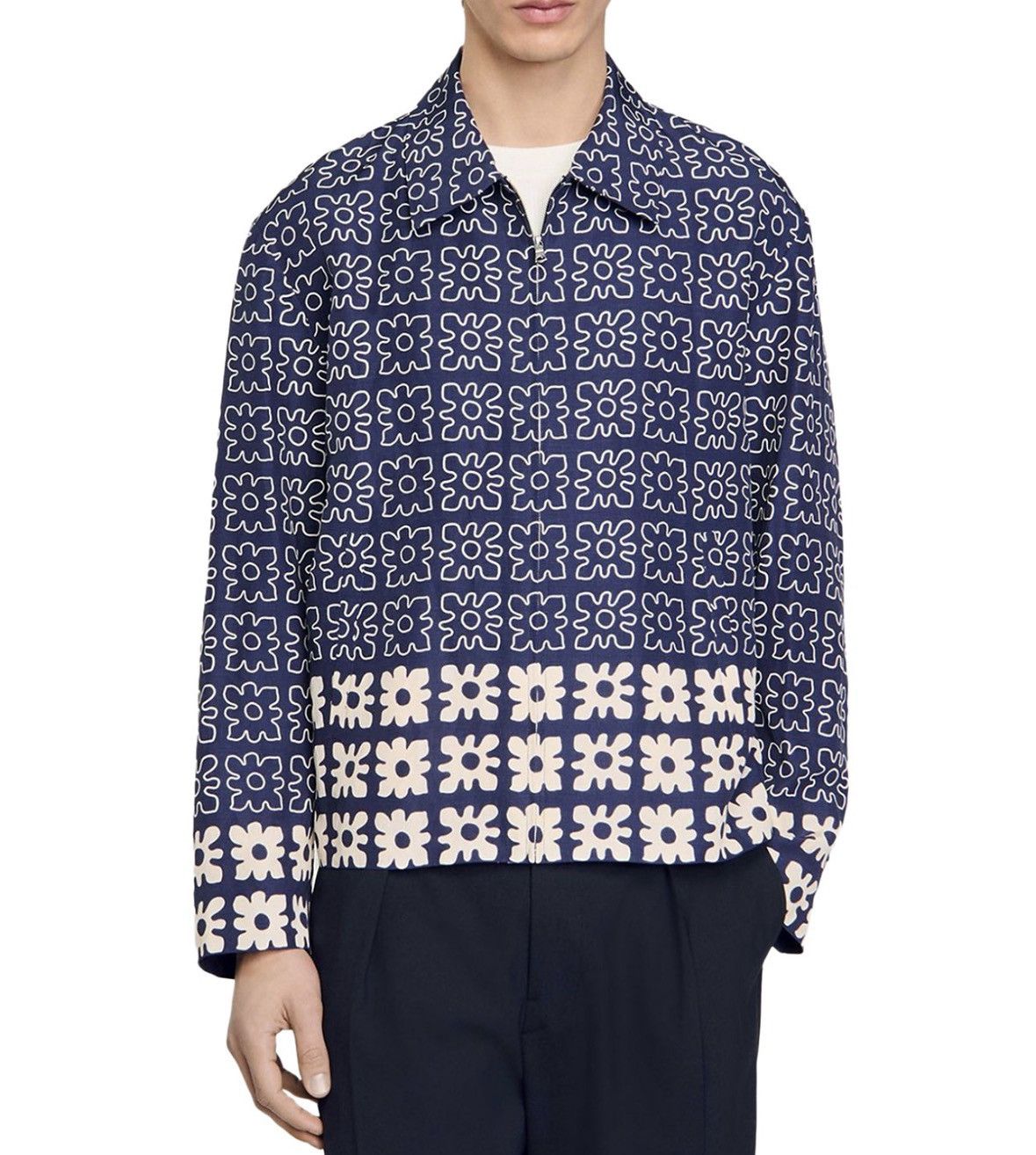 Sandro Light Jacket w/ Floral Motif