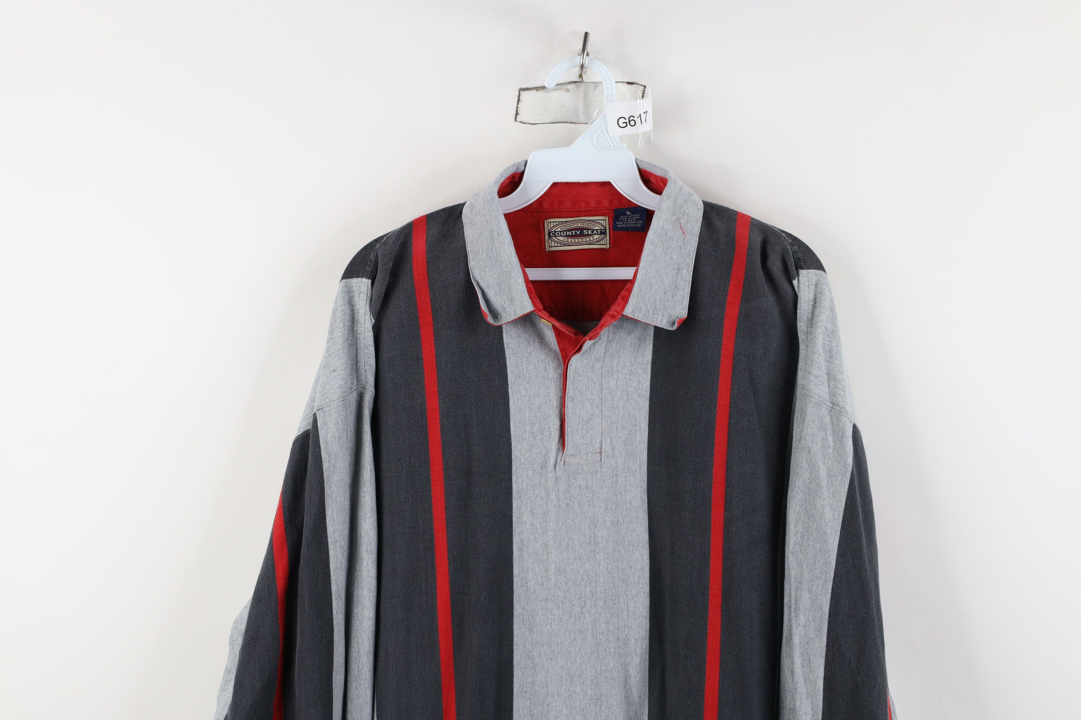 Vintage Vintage 90s Streetwear Long Sleeve Rugby Polo Shirt Gray Size US XL / EU 56 / 4 - 2 Thumbnail