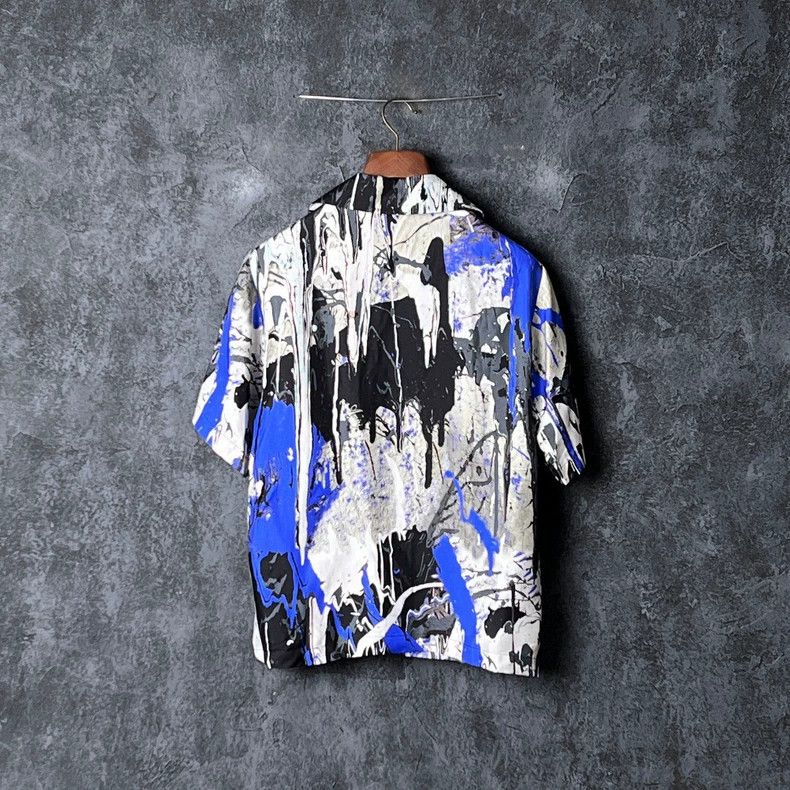 Amiri Amiri Spray paint design mulberry silk short-sleeved shirt Size US S / EU 44-46 / 1 - 2 Thumbnail
