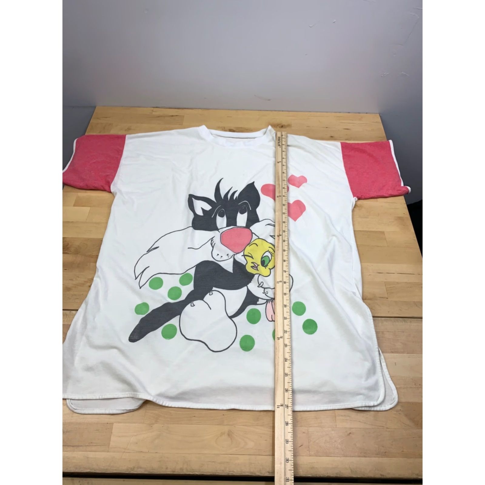 Vintage VINTAGE Tweety Bird Night Shirt Womens One Size White Sylvestor the Cat 12358 Size ONE SIZE - 5 Thumbnail