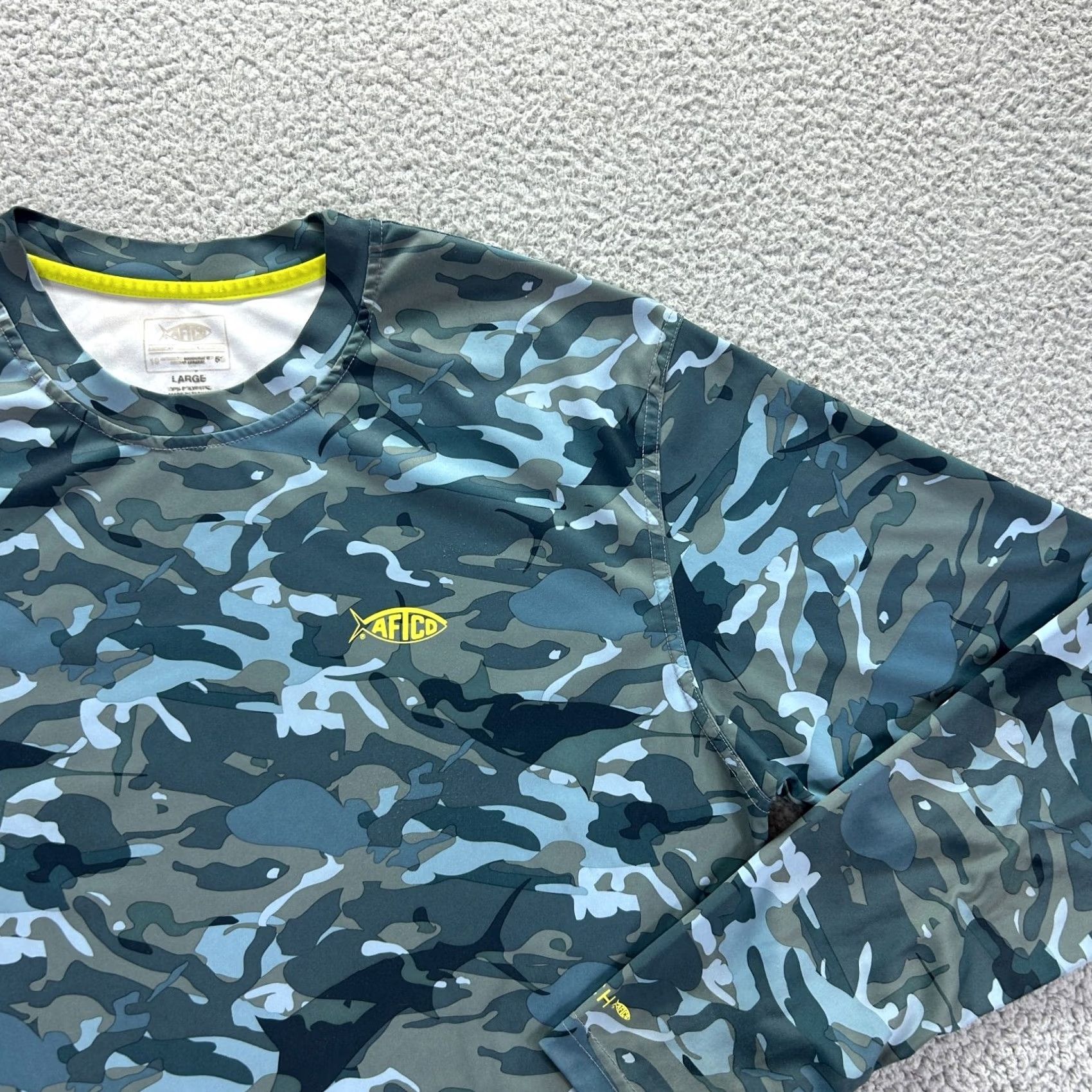 Vintage AFTCO Shirt Mens Large Green Stretch Camo Print Performance Long Sleeve Tee Size US L / EU 52-54 / 3 - 3 Thumbnail
