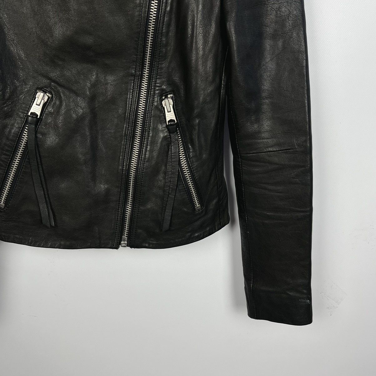 Allsaints Ladies AllSaints Dalby Biker black leather jacket Size XS / US 0-2 / IT 36-38 - 6 Thumbnail