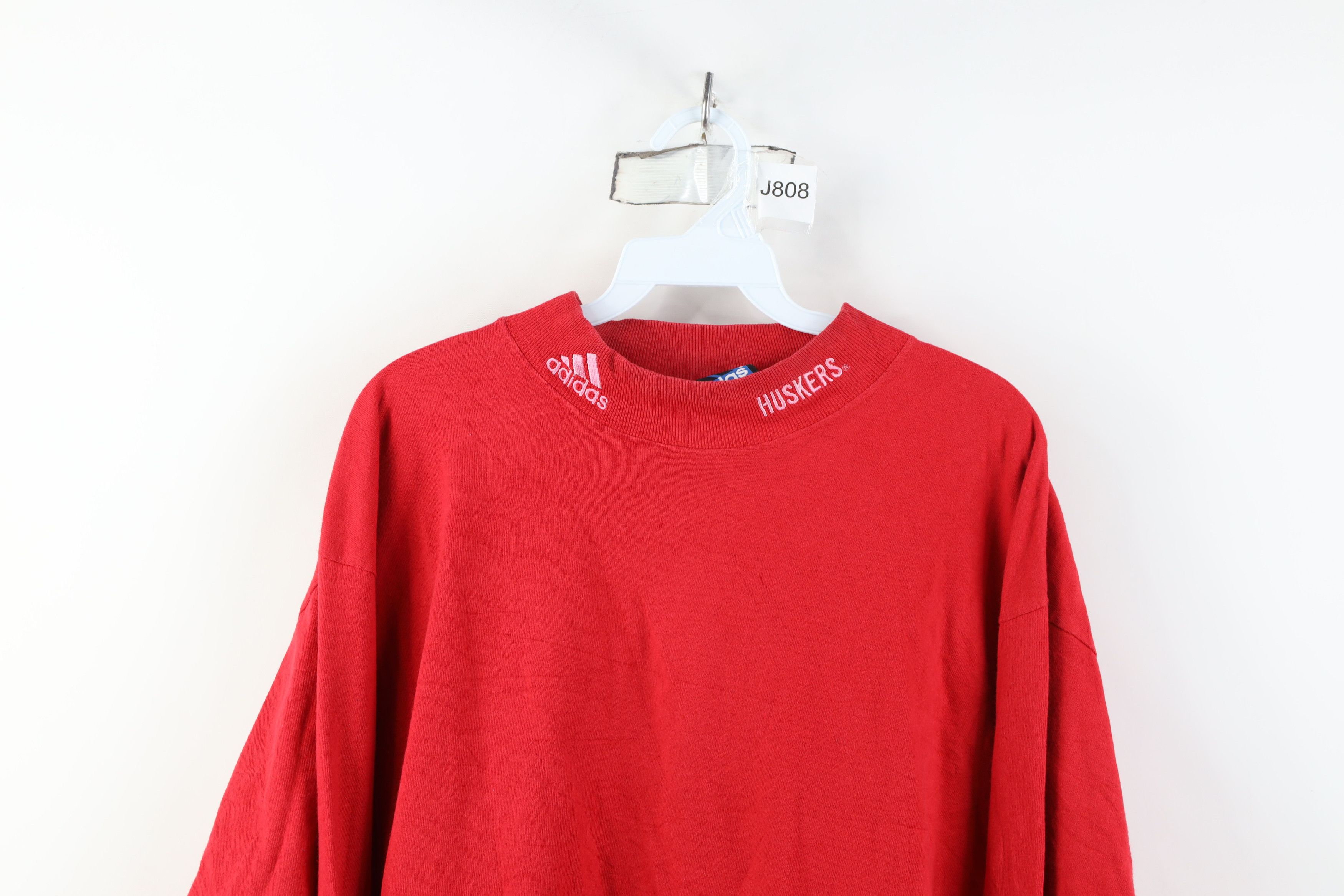 Adidas Vintage 90s Adidas Nebraska Mock Neck Long Sleeve T-Shirt Size US XL / EU 56 / 4 - 2 Thumbnail