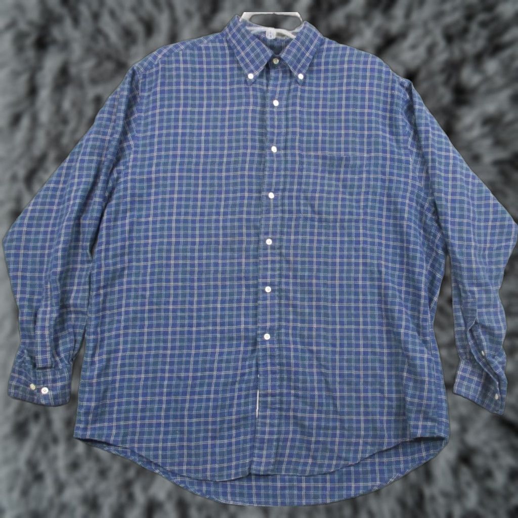 Brooks Brothers VINTAGE Brooks Brothers Wool Blend Shirt Large Blue Plaid Made in Hong Kong Shirt Mens L Blue Plaid Classic Preppy Button-Up Size US L / EU 52-54 / 3 - 1 Thumbnail