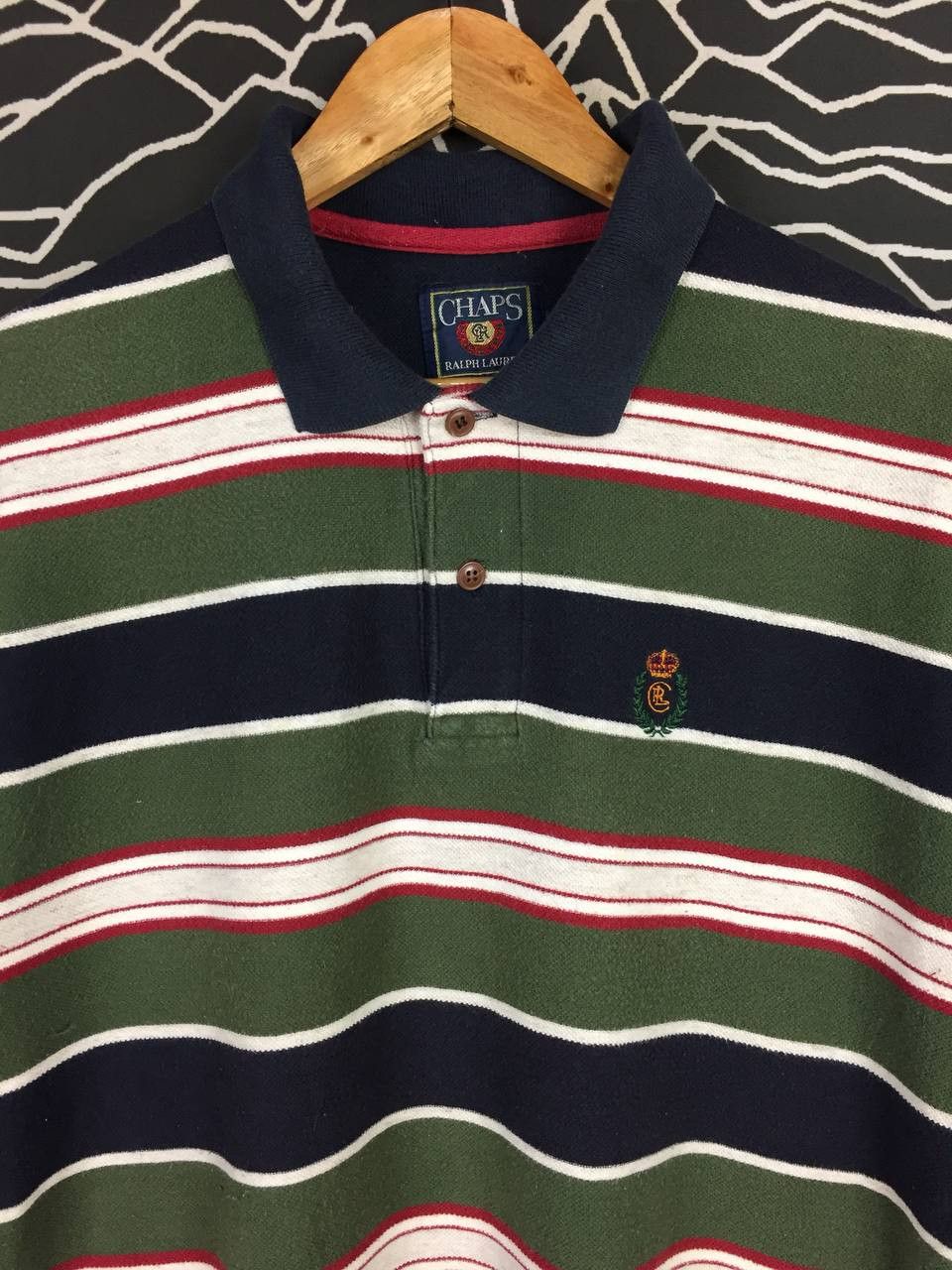 Chaps Ralph Lauren Vtg Chaps Ralph Lauren Crest Logo Striped Polo Shirt Size US L / EU 52-54 / 3 - 3 Thumbnail