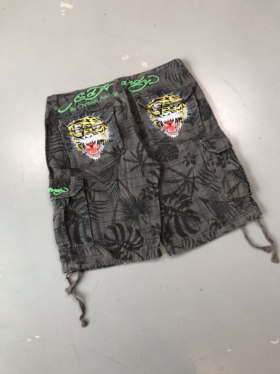 Christian Audigier × Ed Hardy × Vintage Edhardy by Christian Audigier tiger 🐯 embroidered jort Size US 39 - 9 Thumbnail