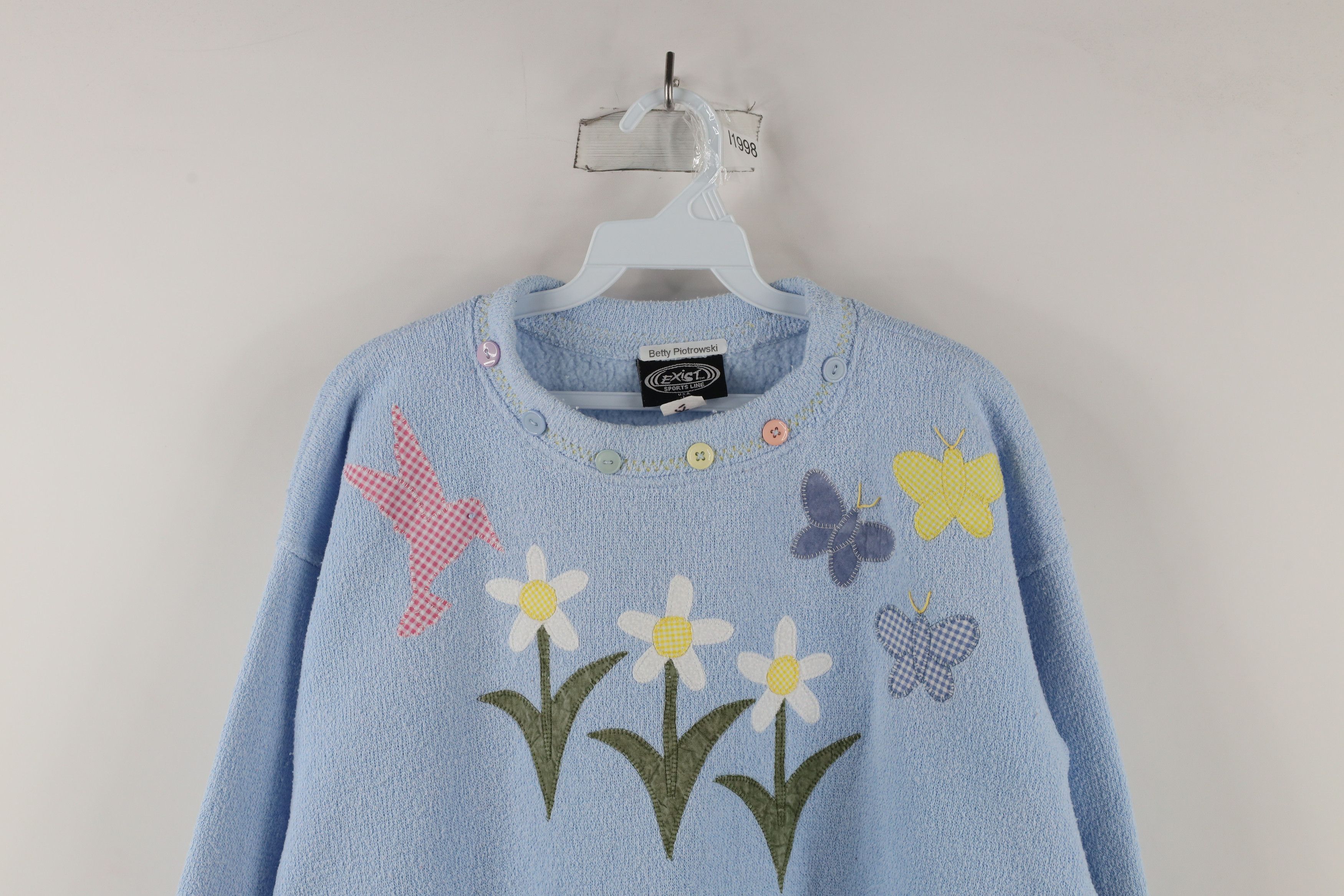 Vintage Vintage 90s Country Primitive Flower Bird Sweatshirt USA Size L / US 10 / IT 46 - 2 Thumbnail