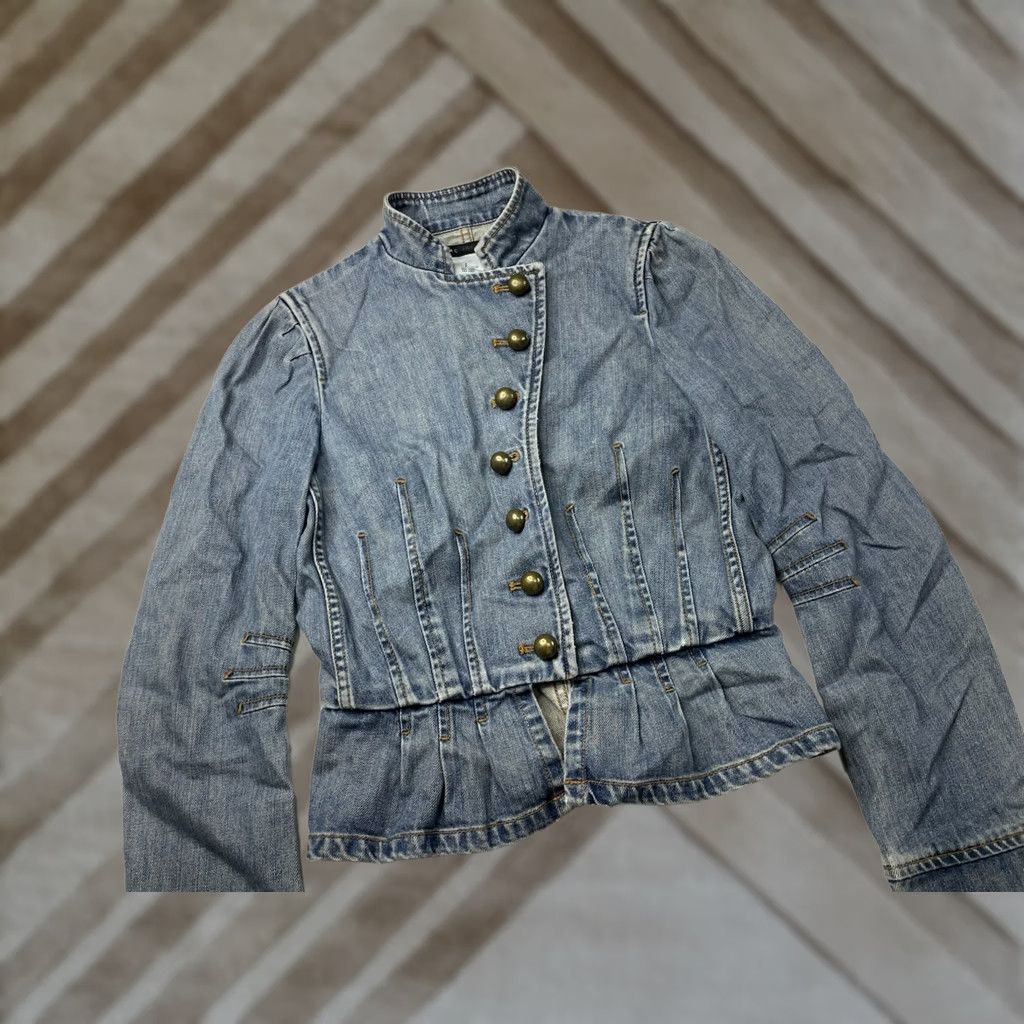 Marc Jacobs VINTAGE Marc Jacobs Denim Jacket Military Steampunk Pleated Button 2 Blue Womens Oversized Short Sleeve Winter Spring Fall Summer 2 XS? Size XS / US 0-2 / IT 36-38 - 1 Thumbnail