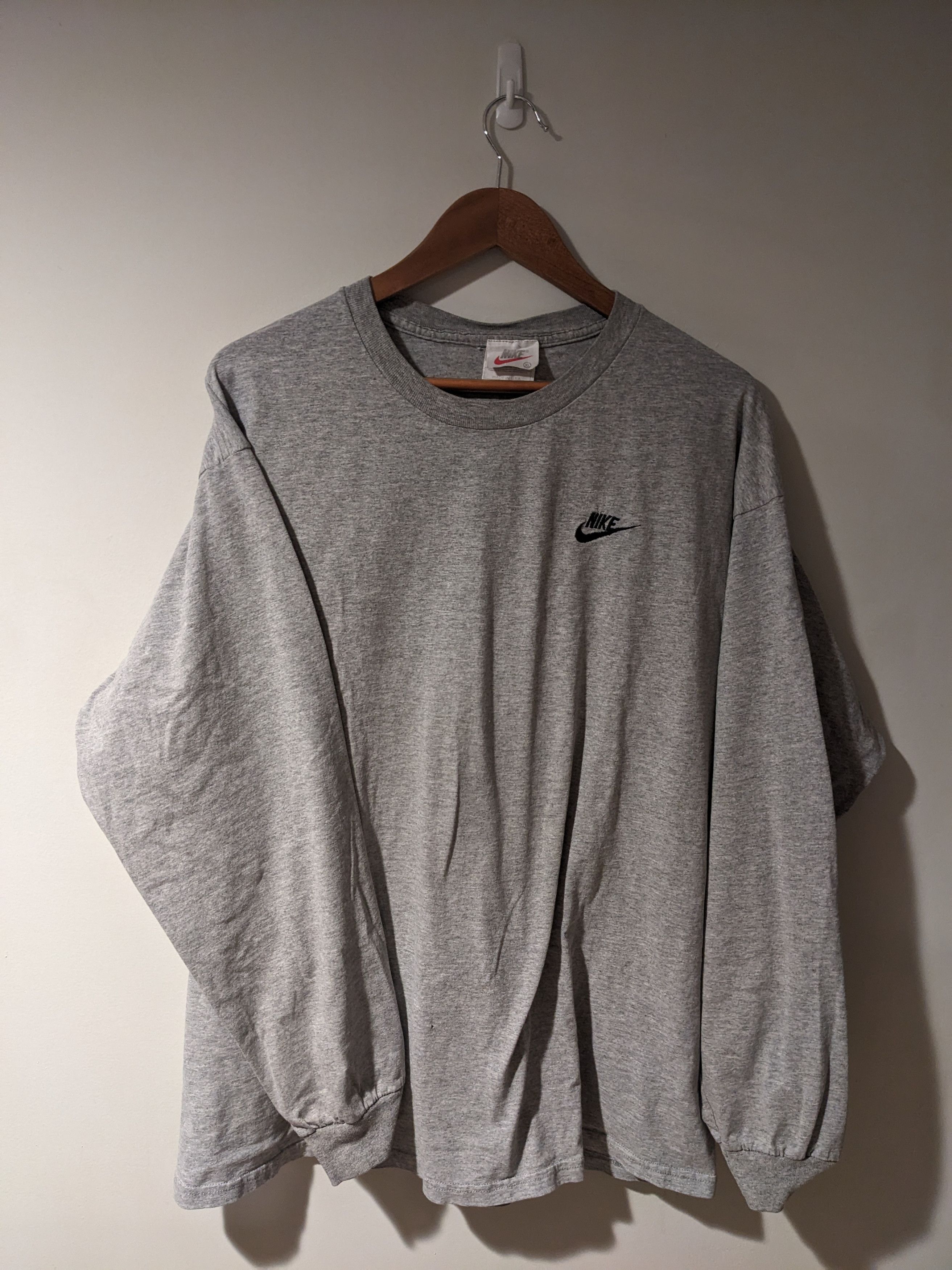 Nike × Vintage Vintage 90s Nike Swoosh Essential Logo Long Sleeve T-Shirt Size US XL / EU 56 / 4 - 1 Thumbnail