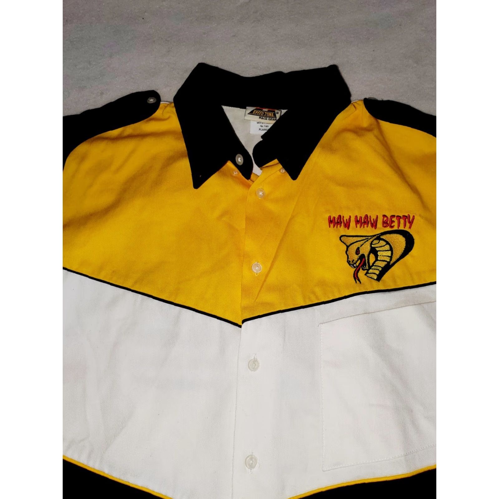 Speedo VINTAGE Speed Zone Race Gear Pit Crew Shirt "Tittle Brother Racing" Cobra Jet! Size US XL / EU 56 / 4 - 5 Thumbnail