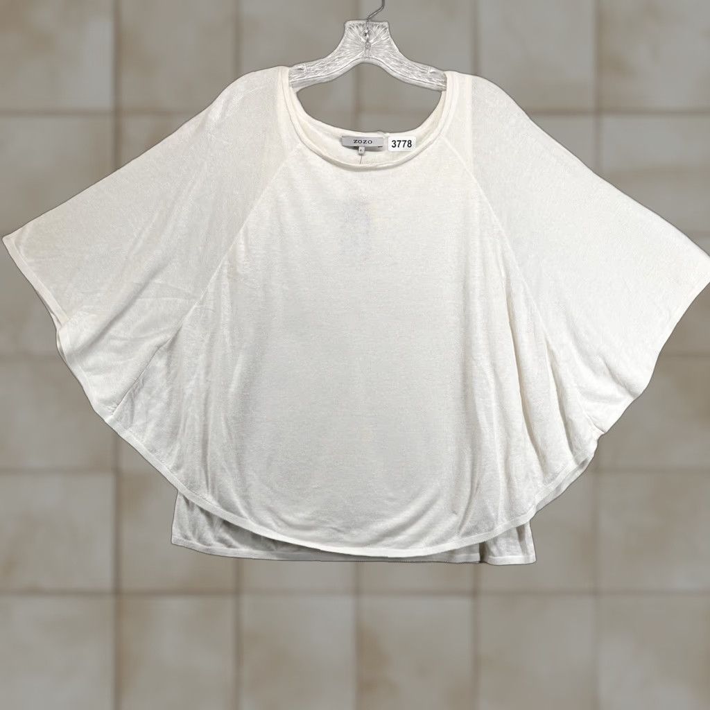Vintage ZOZO Women's Blouse Tunic Size L Long Sleeve White Linen Rayon Relaxed Fit New with Tags Size L / US 10 / IT 46 - 1 Thumbnail