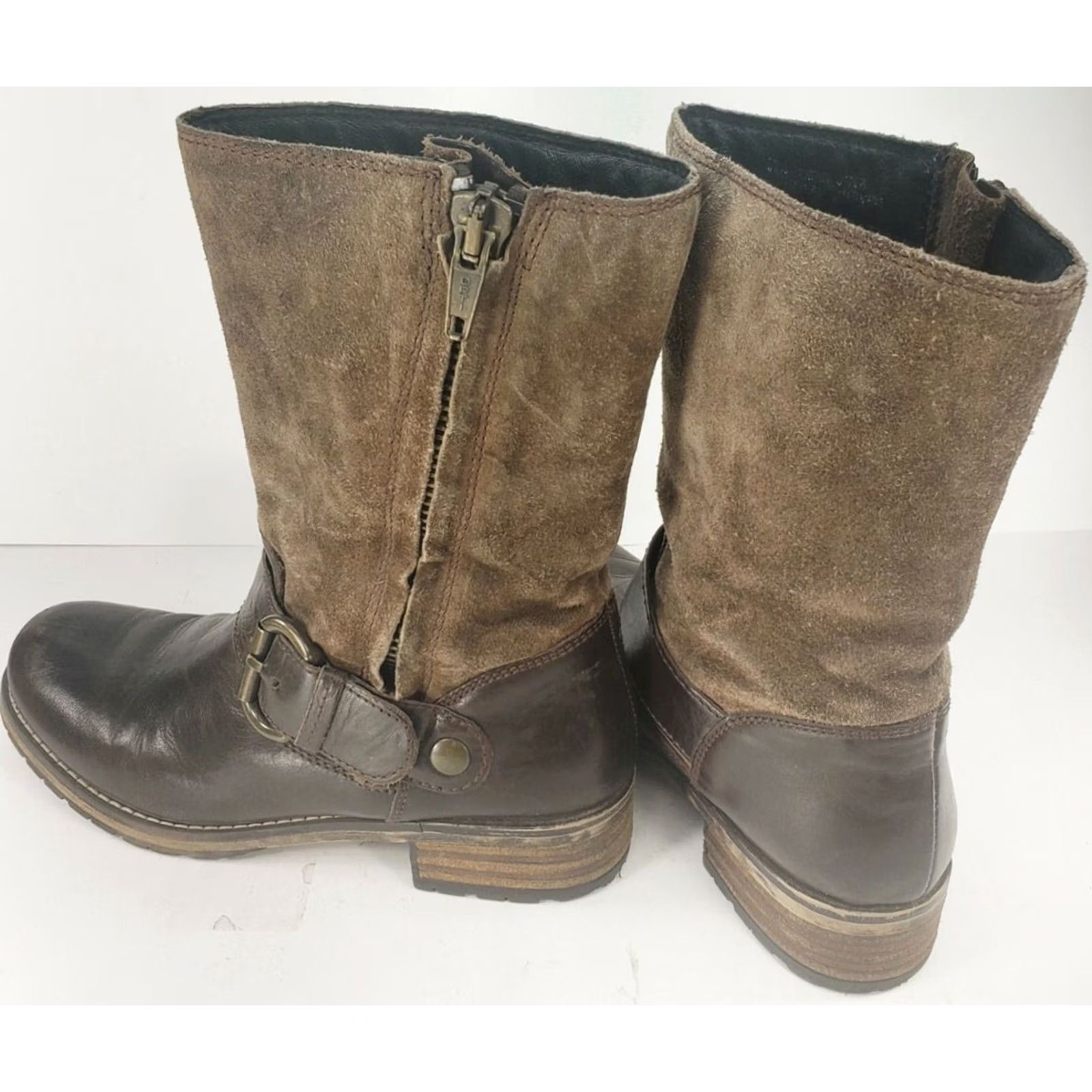 Clarks Clarks Majorca Isle Boots Women's 7M Brown Suede Leather Zip Block Heel Two Tone Western Casual Comfort Boots Women 66576 Size US 7 / IT 37 - 5 Thumbnail