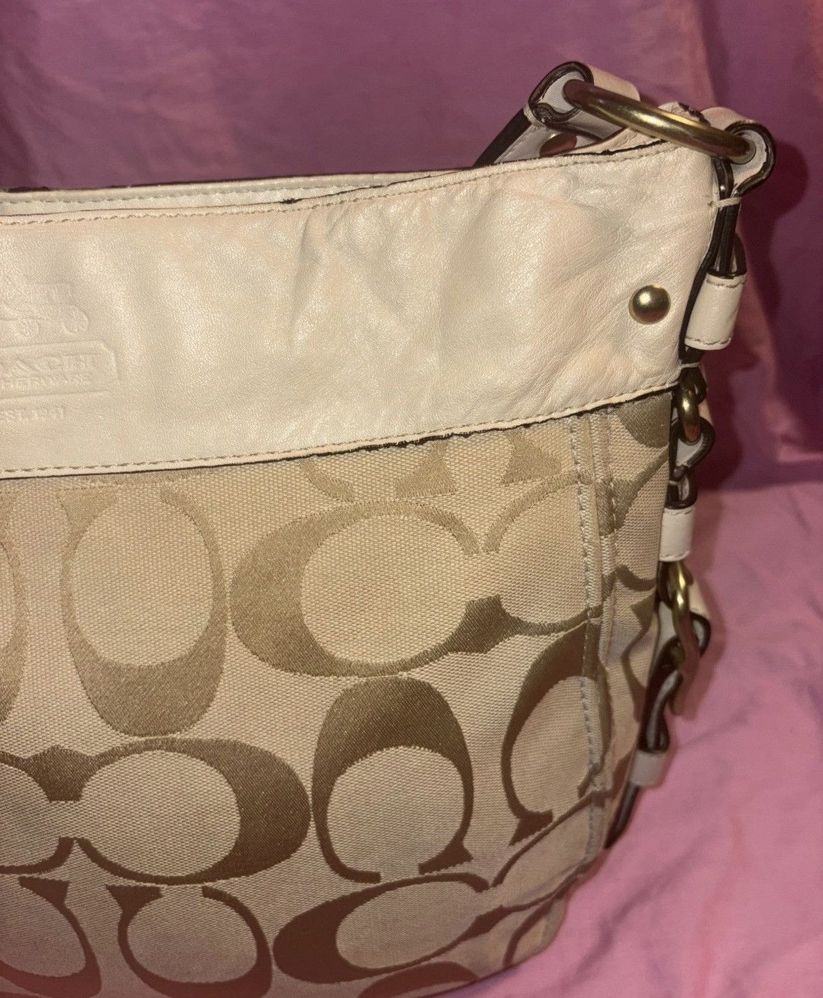 Coach Coach Zoe white leather Jacquard large bag M0868–12674 Size ONE SIZE - 6 Thumbnail