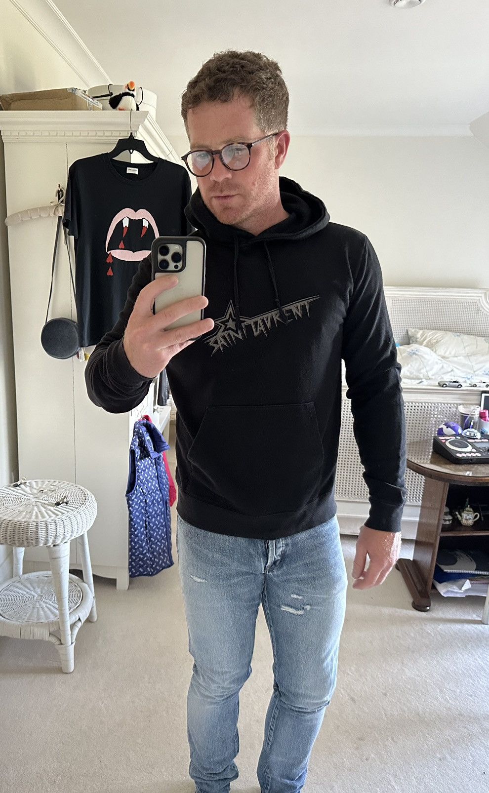 Saint Laurent Paris SS20 Saint Laurent distressed blue crash slim jeans 31 rip Size US 31 - 2 Thumbnail
