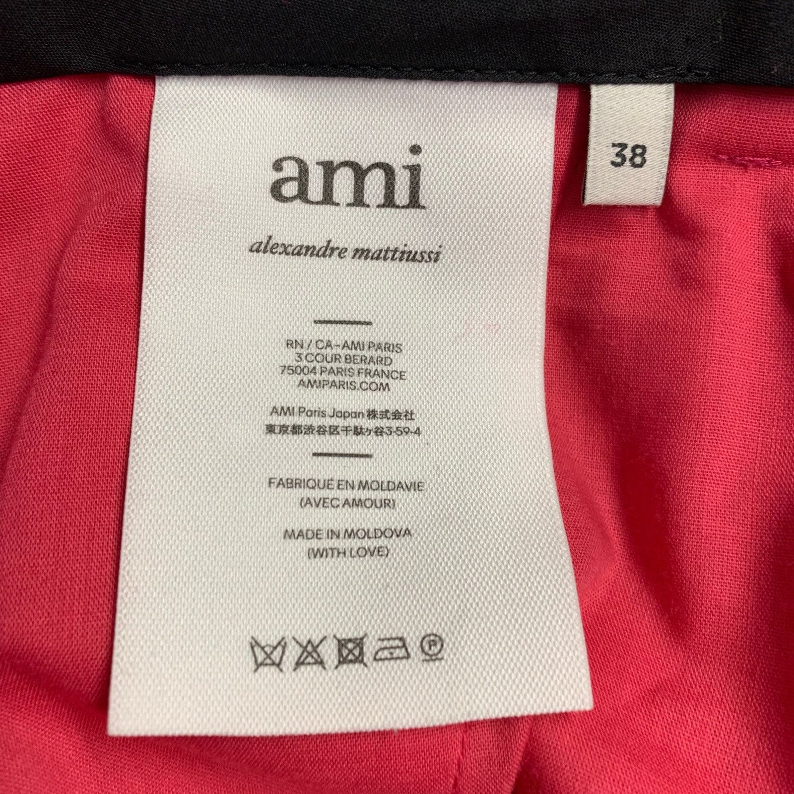 AMI Size 36 Fuchsia Pink Black Wool Peak Lapel Suit Size 36R - 12 Thumbnail