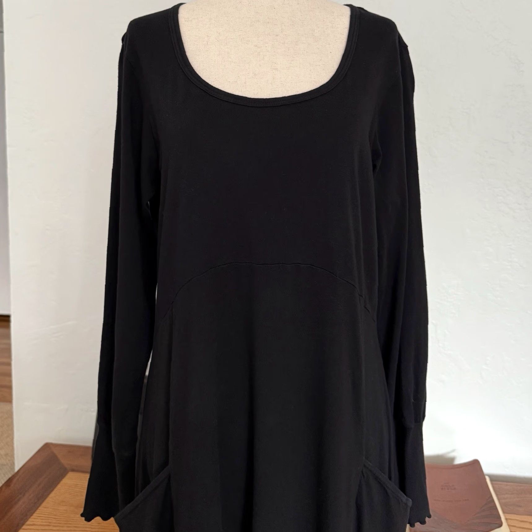 MCM CMC by Color Me Cotton Midi Dress Sz M Artsy Lagenlook Minimalist Black Size M / US 6-8 / IT 42-44 - 6 Thumbnail