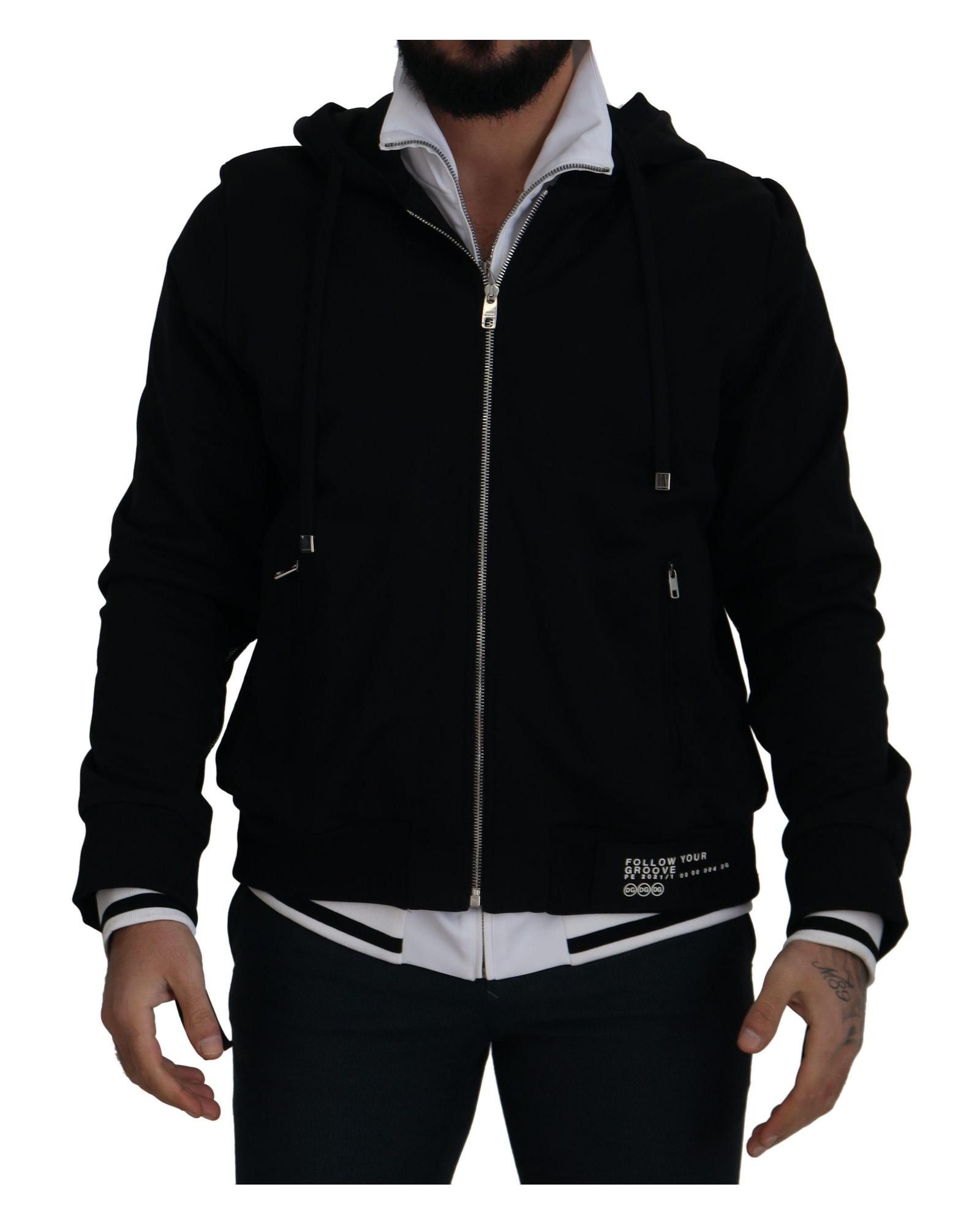 image of Dolce Gabbana Hooded Full Zip Jacket in Black, Men's (Size XL)