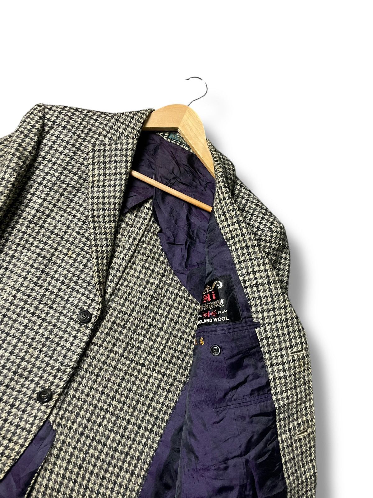 Designer × Japanese Brand × Vintage ALL Billiken Brand Houndstooth Wool Coat (59) Size US XS / EU 42 / 0 - 6 Thumbnail