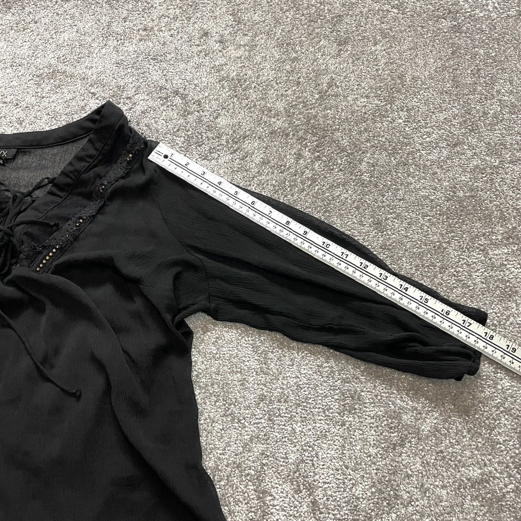 Alyx Alyx Blouse Shirt Womens 2X Black Long Sleeve V Neck Cross Lace Lined Knit Nylon Polyester Tank Top Styling Vintage: No Style: Basic Theme: Peasant Size XXL / US 16-18 / IT 52-54 - 5 Thumbnail