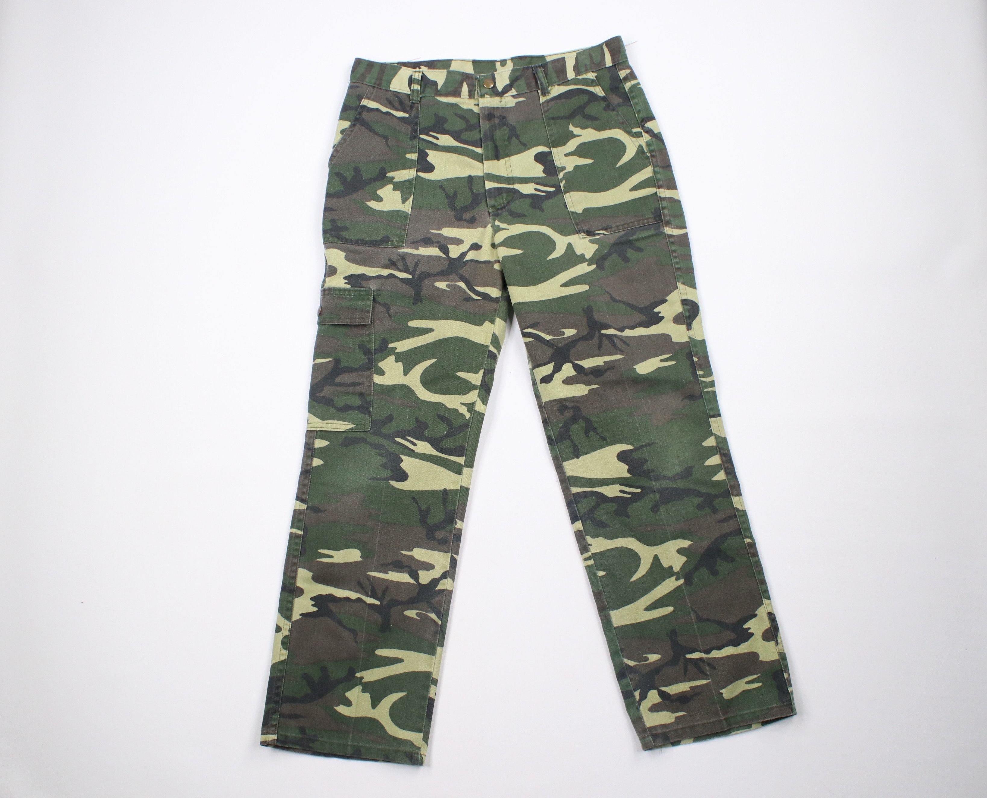 Vintage 70s Streetwear Wide Leg Camouflage Cargo Pants USA