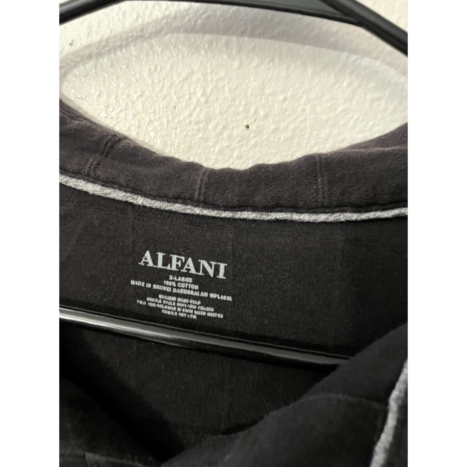 Alfani VINTAGE Alfani Shirt Long Sleeve Polo XL Black Cotton Button-Up Adult Mens XL Black Classic Polo Shirt Size US XL / EU 56 / 4 - 2 Thumbnail