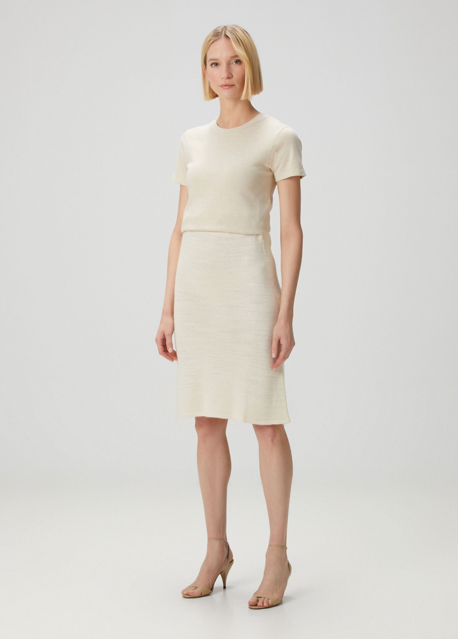 The Row THE ROW Jesto ecru knit silk midi skirt Size Large / 10 US Size 32" / US 10 / IT 46 - 3 Thumbnail