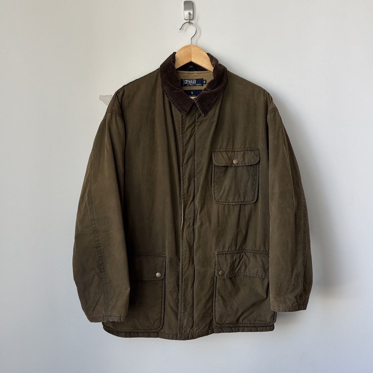 Polo Ralph Lauren Vintage Oilcloth Waxed Cotton Canvas Jacket Olive Size US M / EU 48-50 / 2 - 1 Thumbnail