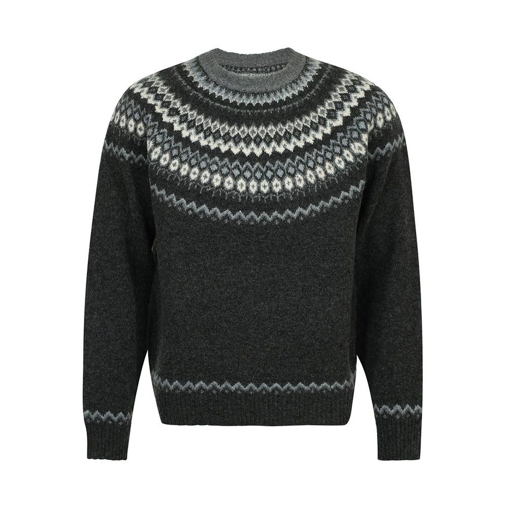 Vintage Men's loose casual jacquard round neck knitted sweater Size US M / EU 48-50 / 2 - 1 Thumbnail