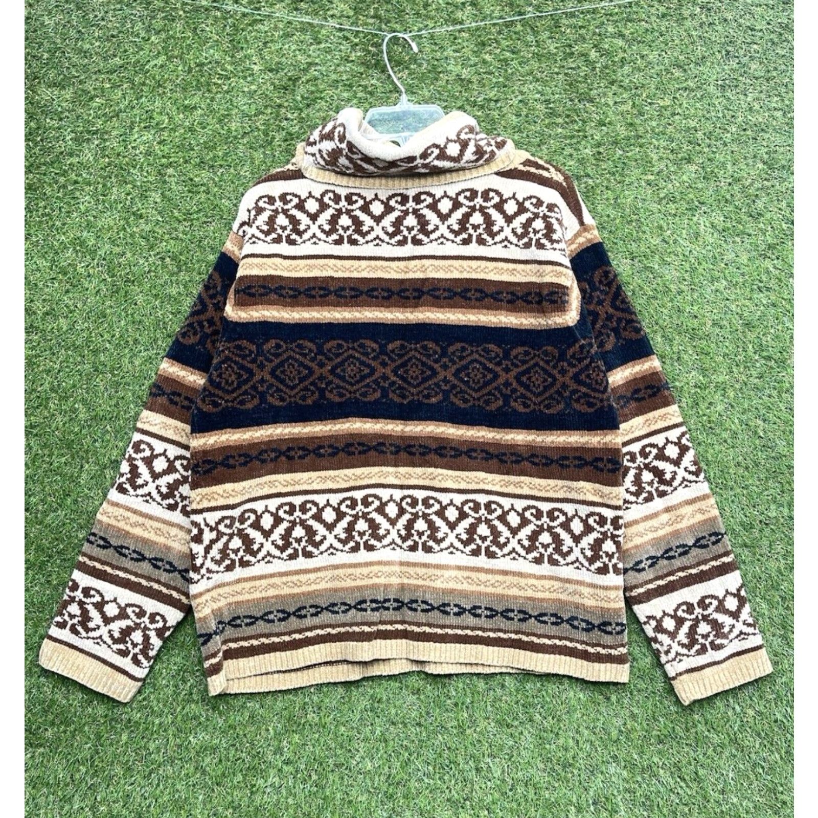 Vintage VINTAGE White Stag Sweater Womens XL Striped Angora Wool Nylon Turtleneck 90s Grandma Pullover Size XL / US 12-14 / IT 48-50 - 2 Thumbnail