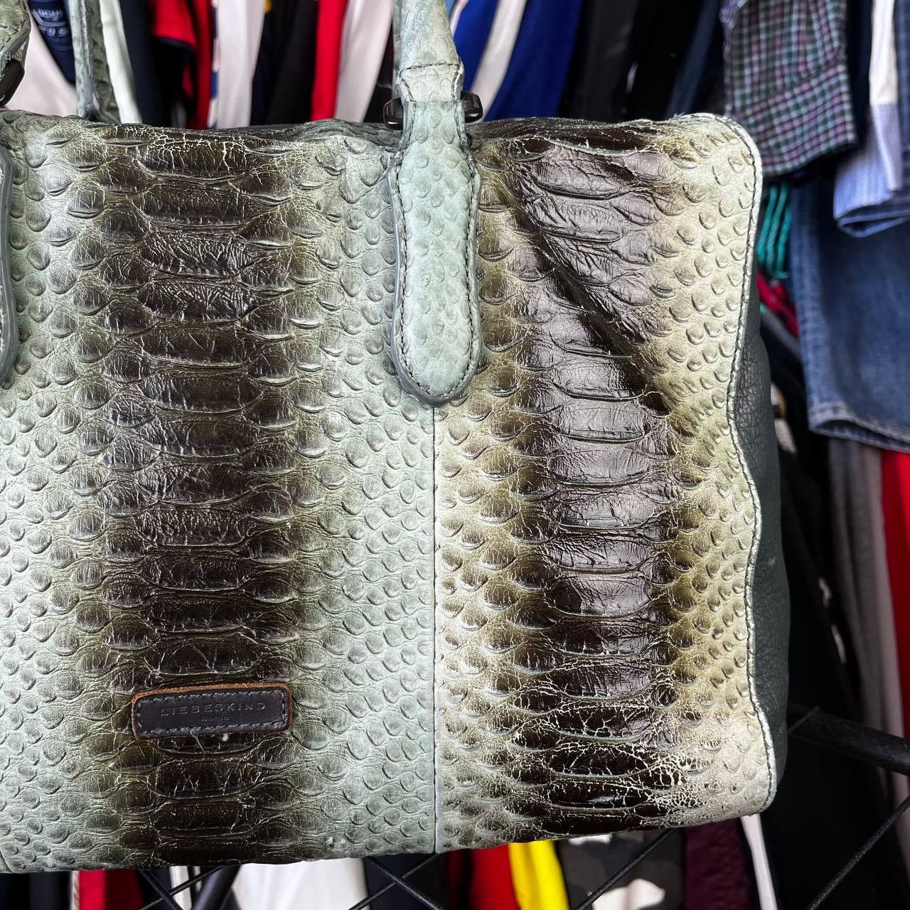 LIEBESKIND BERLIN Liebeskind Berlin Green Python Print Leather Bag Size ONE SIZE - 4 Thumbnail