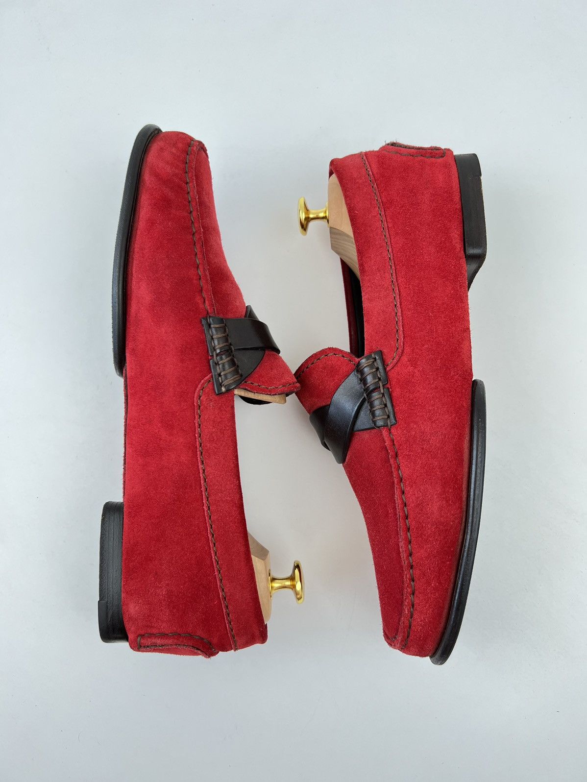 Tom Ford TOM FORD Loafers Suede Shoes Woven Strap Red Men’s Size US 8 / EU 41 - 12 Thumbnail