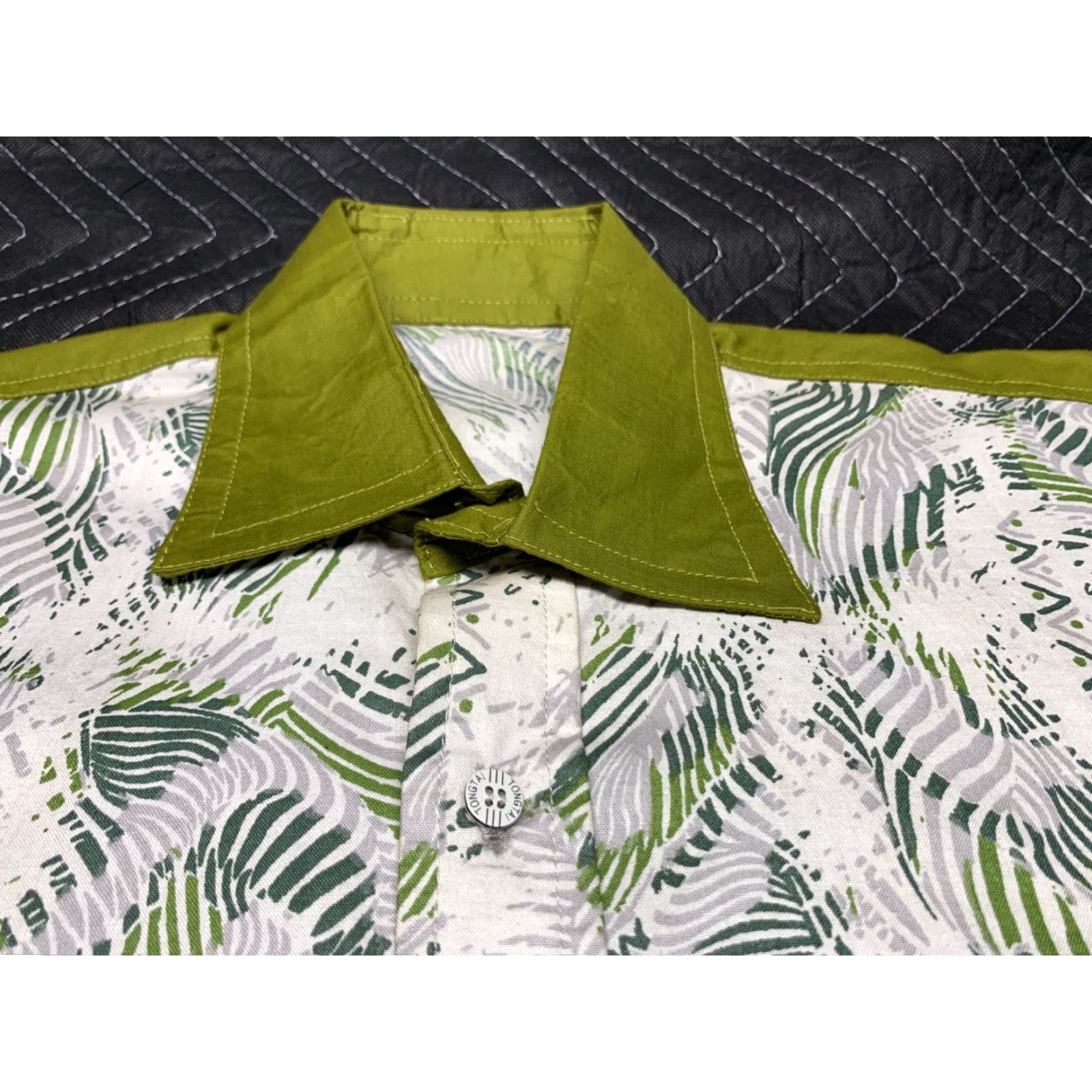 Vintage Floral 2XL Green White Short Sleeve Camp Shirt Size US XXL / EU 58 / 5 - 4 Thumbnail