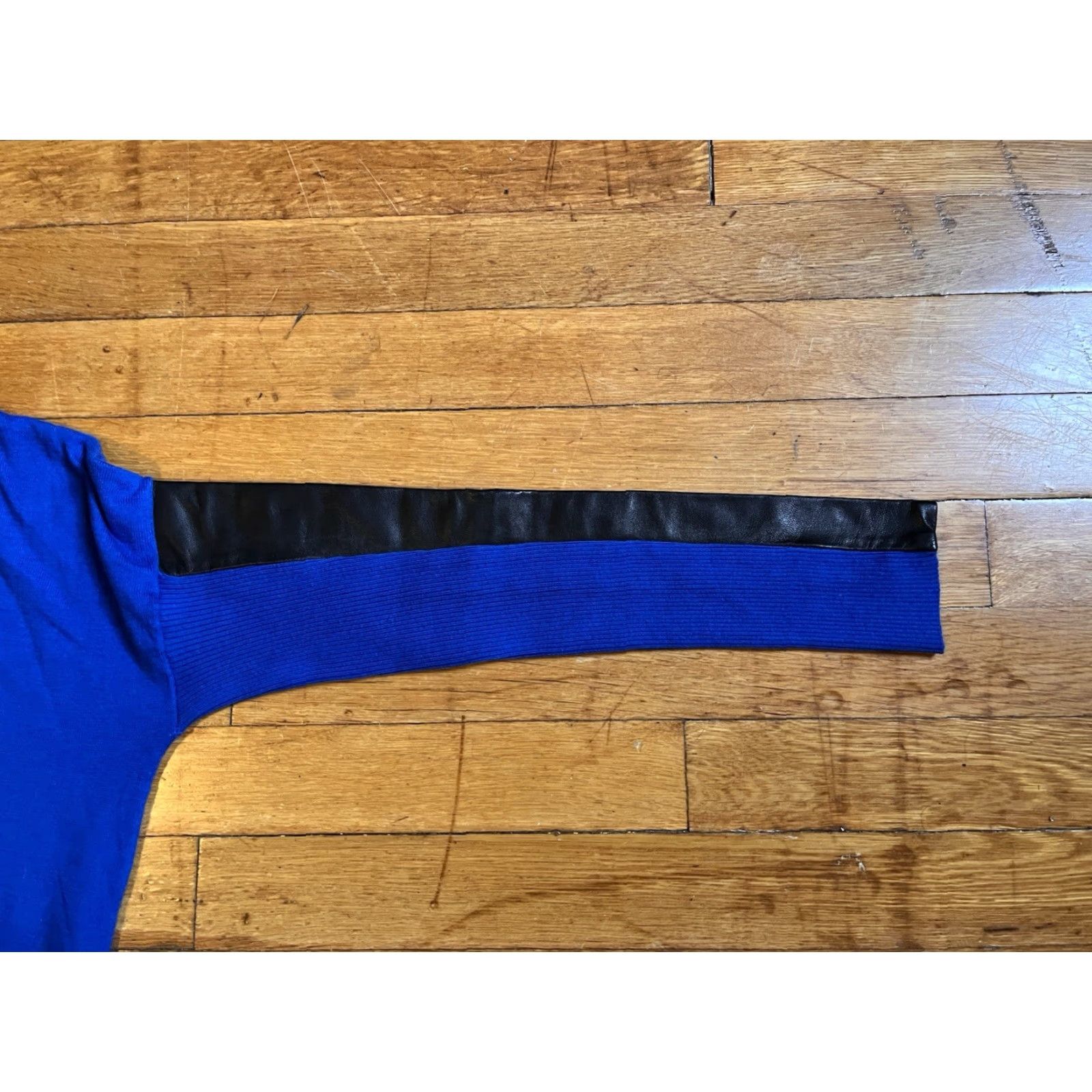 Mason's Mason Leather Sleeve Sweater Women’s Small Blue Oversized Size S / US 4 / IT 40 - 7 Thumbnail