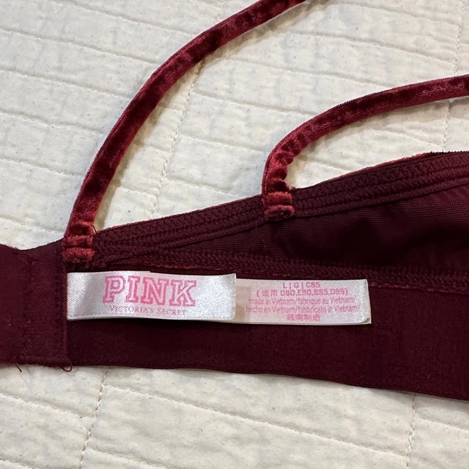 Other PINK Victoria's Secret Burgundy Velvet Bralette Large EUC Size ONE SIZE - 3 Thumbnail