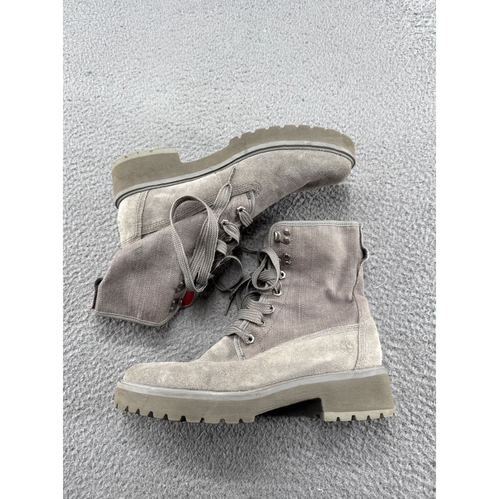 Timberland Timberland Boots Women's Gray Suede Canvas Lace Up Mid-Calf 10 Combat Rubber Sole Lace Up Size 10 Size US 10 / IT 40 - 2 Thumbnail
