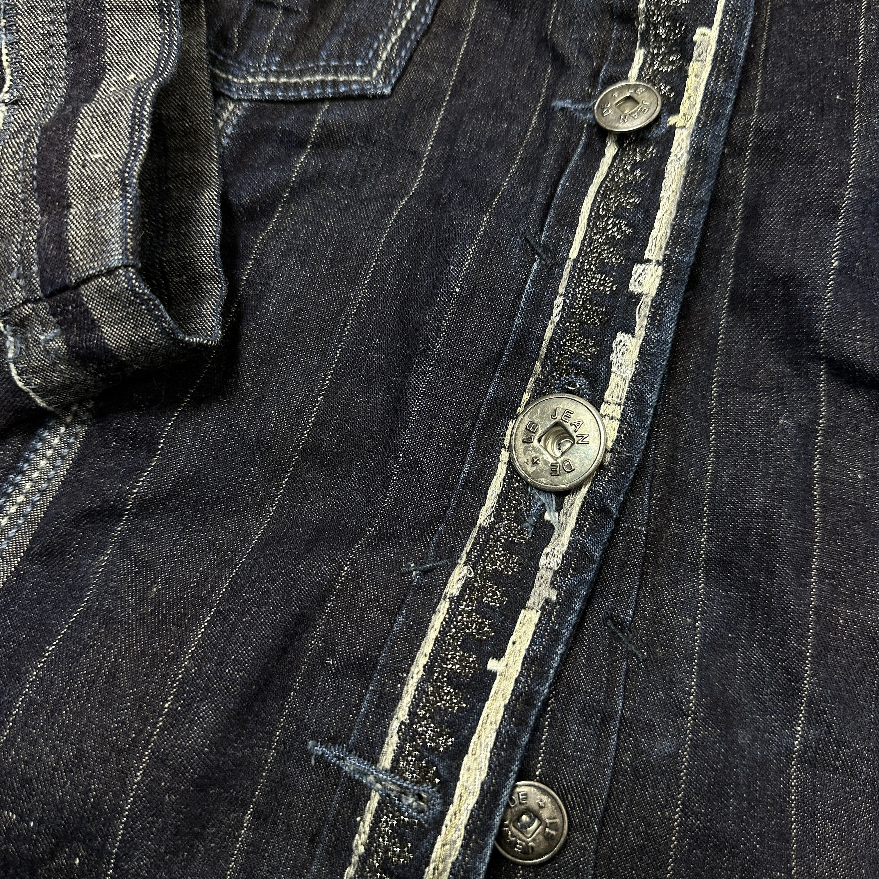 Marithe + Francois Girbaud Vintage Denim Fitted Striped Marithe Francois Girbaud Jacket Size M / US 6-8 / IT 42-44 - 5 Thumbnail