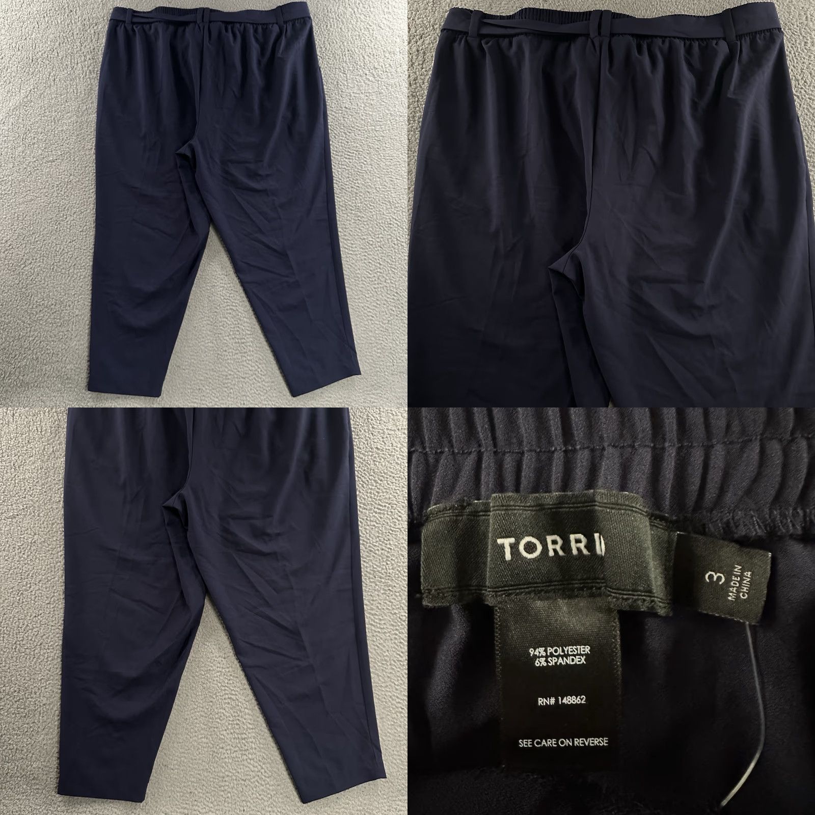 Torrid Torrid Pants Blue 3X Plus Crop Tie Front Tapered Leg Polyester Blend Womens Size 30" / US 8 / IT 44 - 9 Thumbnail