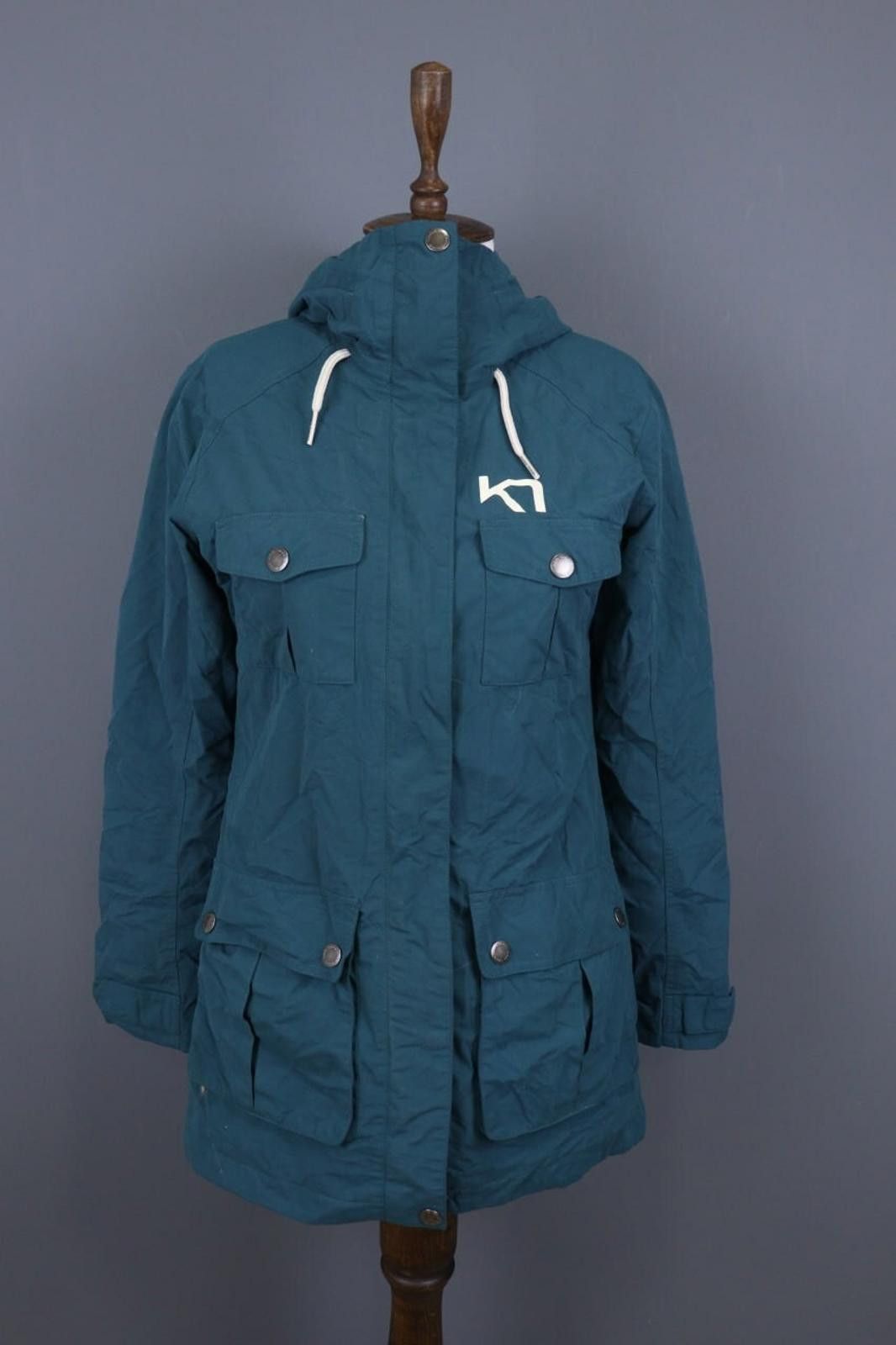 Designer Kari Traa Blue Cargo Multipockets Hooded Parka Jacket Size S Size S / US 4 / IT 40 - 1 Thumbnail