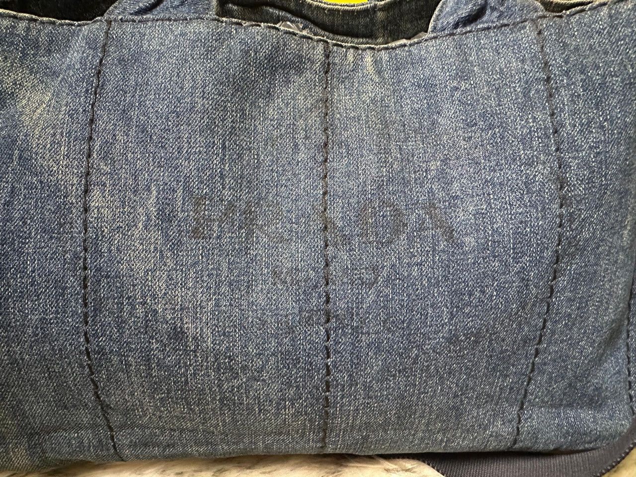 Prada Authentic Prada Canapa Denim Blu Medium Tote Bag Size ONE SIZE - 12 Thumbnail