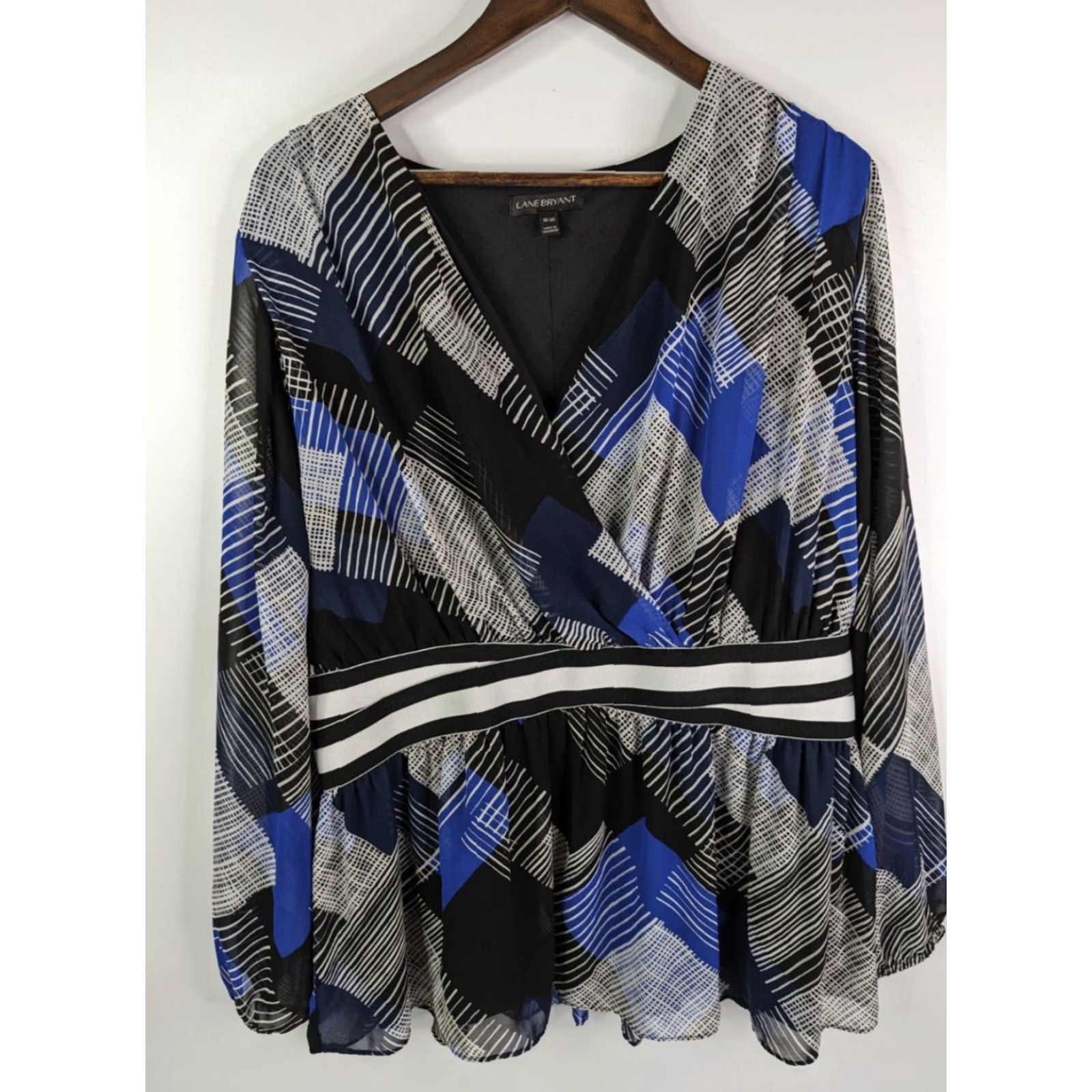 Vintage Lane Bryant Blouse Shirt Top Womens Size 18/20 Cinched Waist Blue Defect Size XXL / US 16-18 / IT 52-54 - 2 Thumbnail