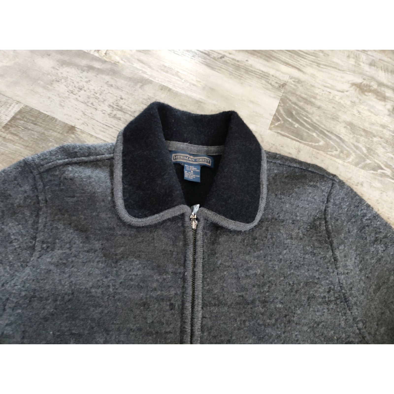 Vintage VINTAGE Herman Geist Wool Jacket Women Size M Gray Full Zip Long Cuffs Fall Winter Spring Size M / US 6-8 / IT 42-44 - 6 Thumbnail
