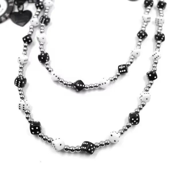 VIBE Black White lucky Dice Baccarat Pearl Pants Chain Size ONE SIZE - 3 Thumbnail