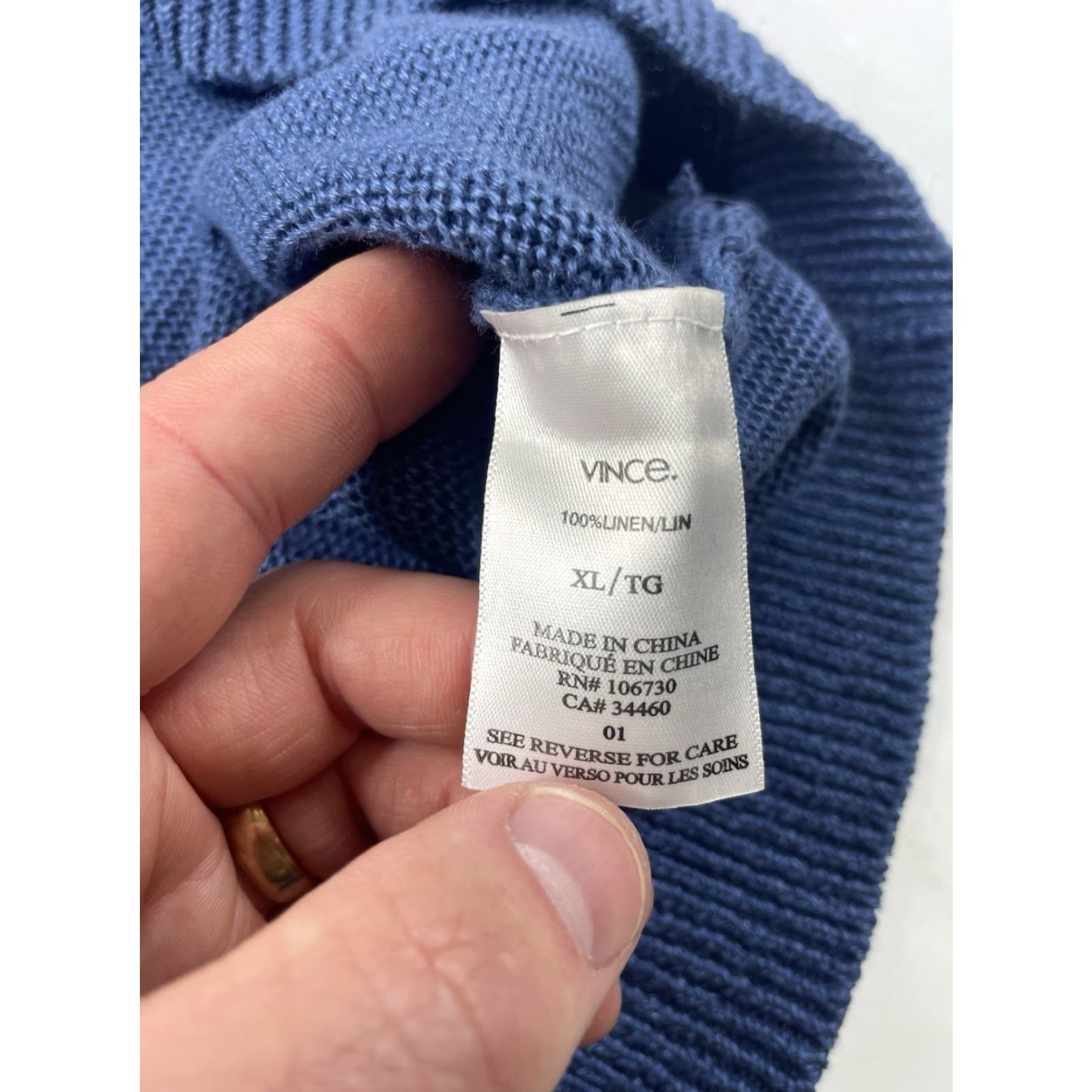 Vince Vince Men’s XL Pullover Knit Sweater Crewneck Blue Ombré Linen Knit Breathing Lightweight Classic Designer Preppy Casual Size US XL / EU 56 / 4 - 7 Thumbnail