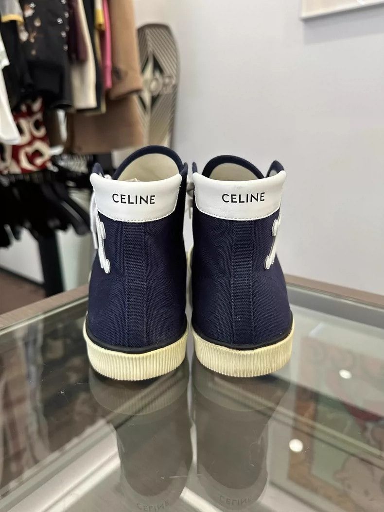 Celine Celine Navy Canvas High Top Sneakers Size US 7.5 / EU 40-41 - 4 Thumbnail