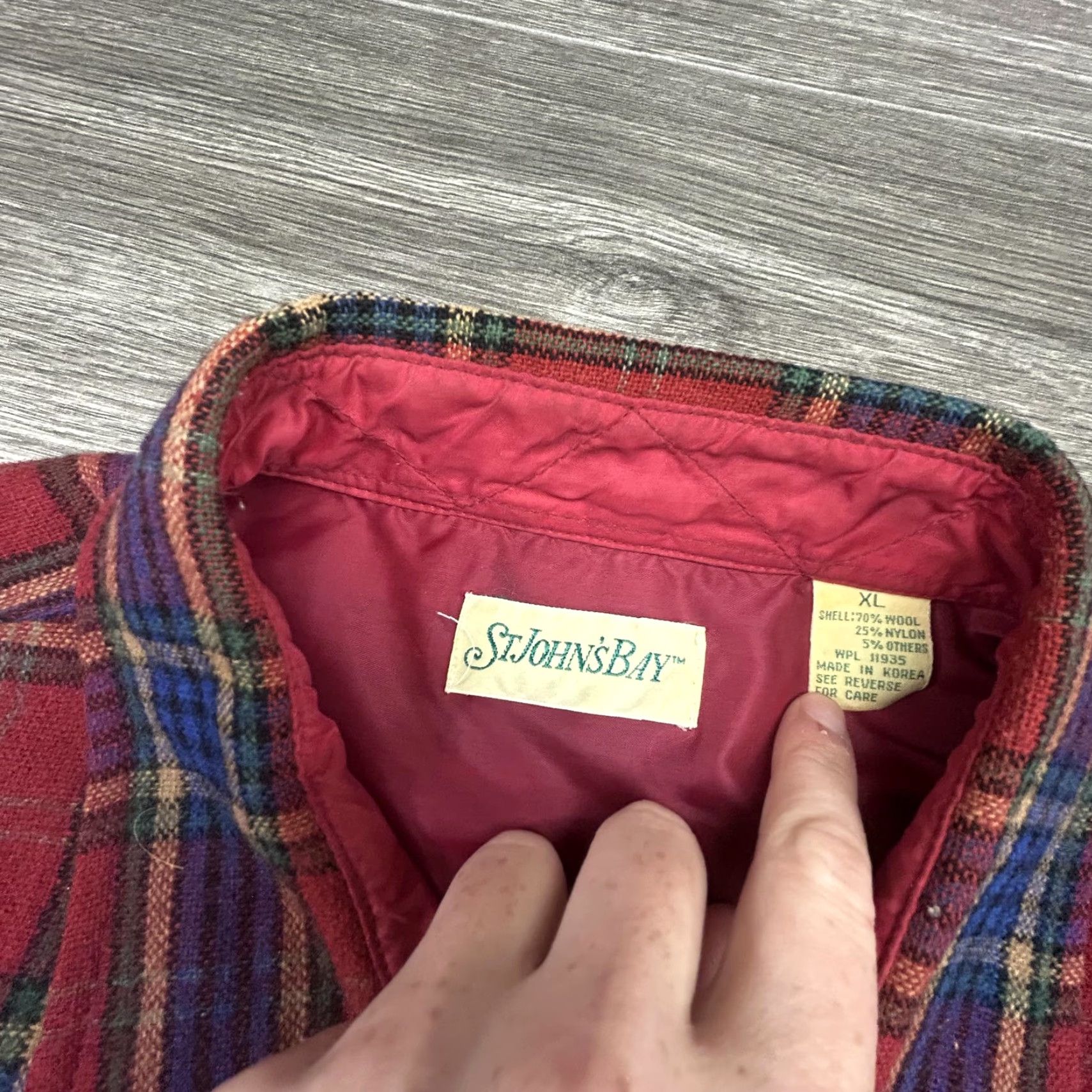 Vintage Vintage St John's Bay Shirt Jacket Mens XL Red Plaid Wool Lined Flannel 80s Size US XL / EU 56 / 4 - 5 Thumbnail